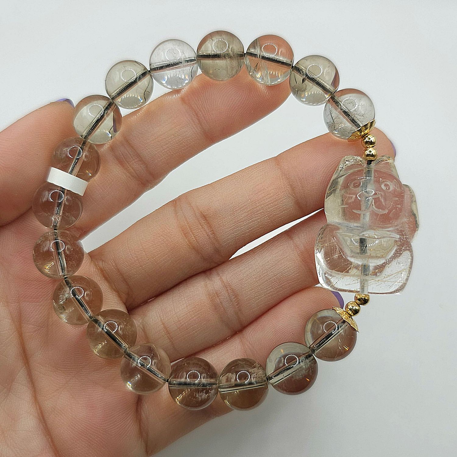 Natural Smoky Quartz with Lucky Cat