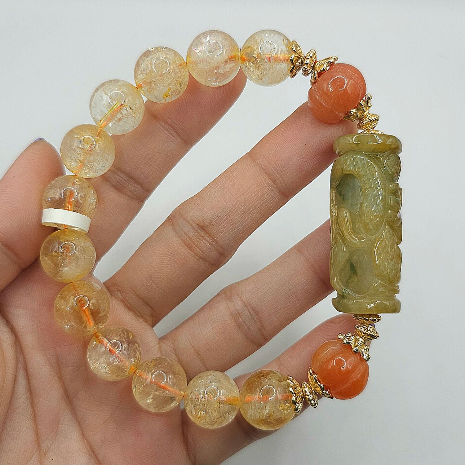 Natural Tower Citrine with Dragon Agate