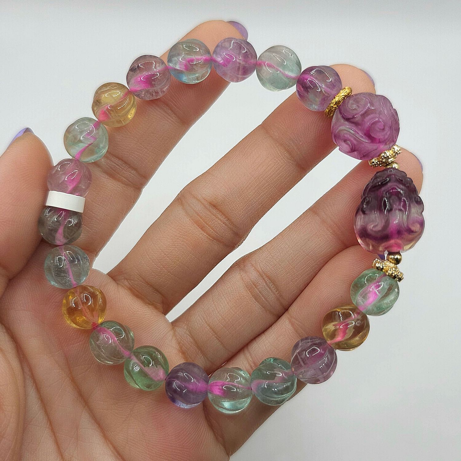 Natural Flourite with 9 Tail Fox