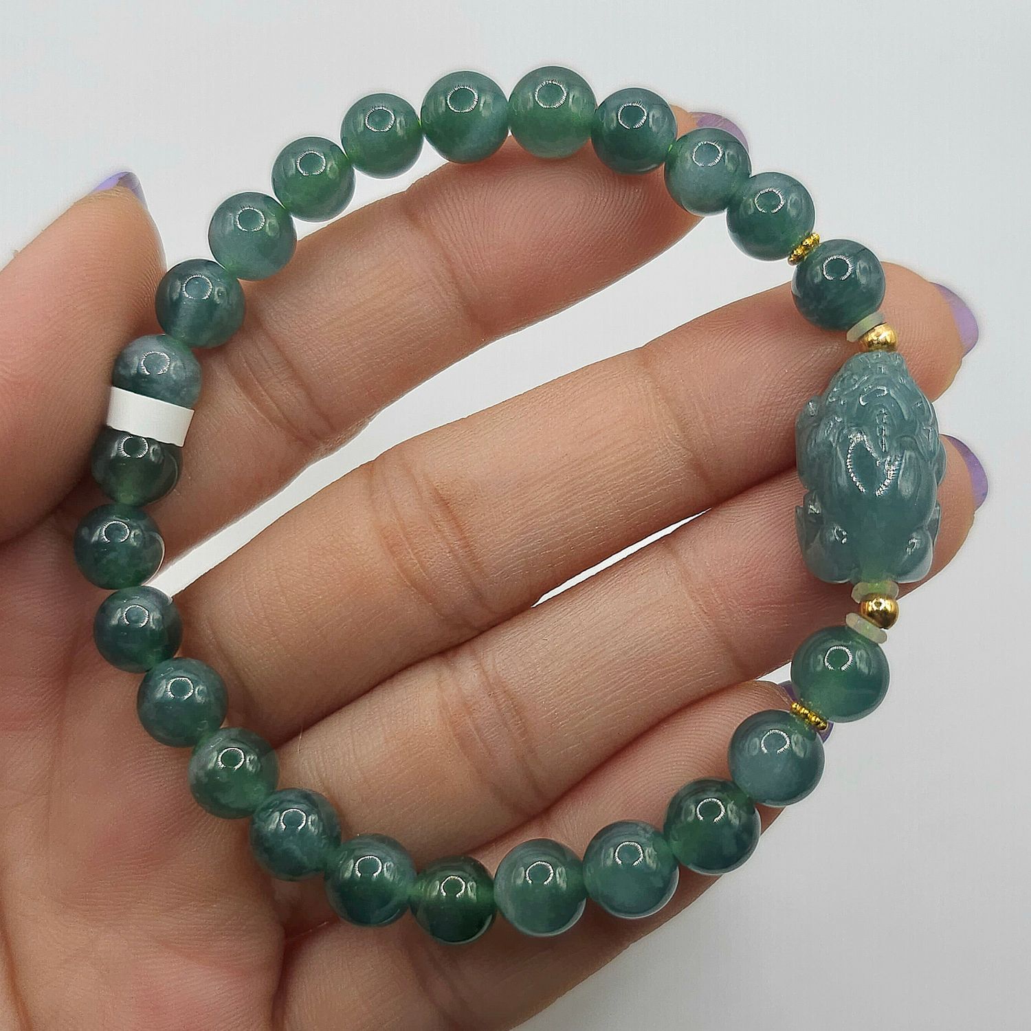 Natural Blue Water Jade - 18k
