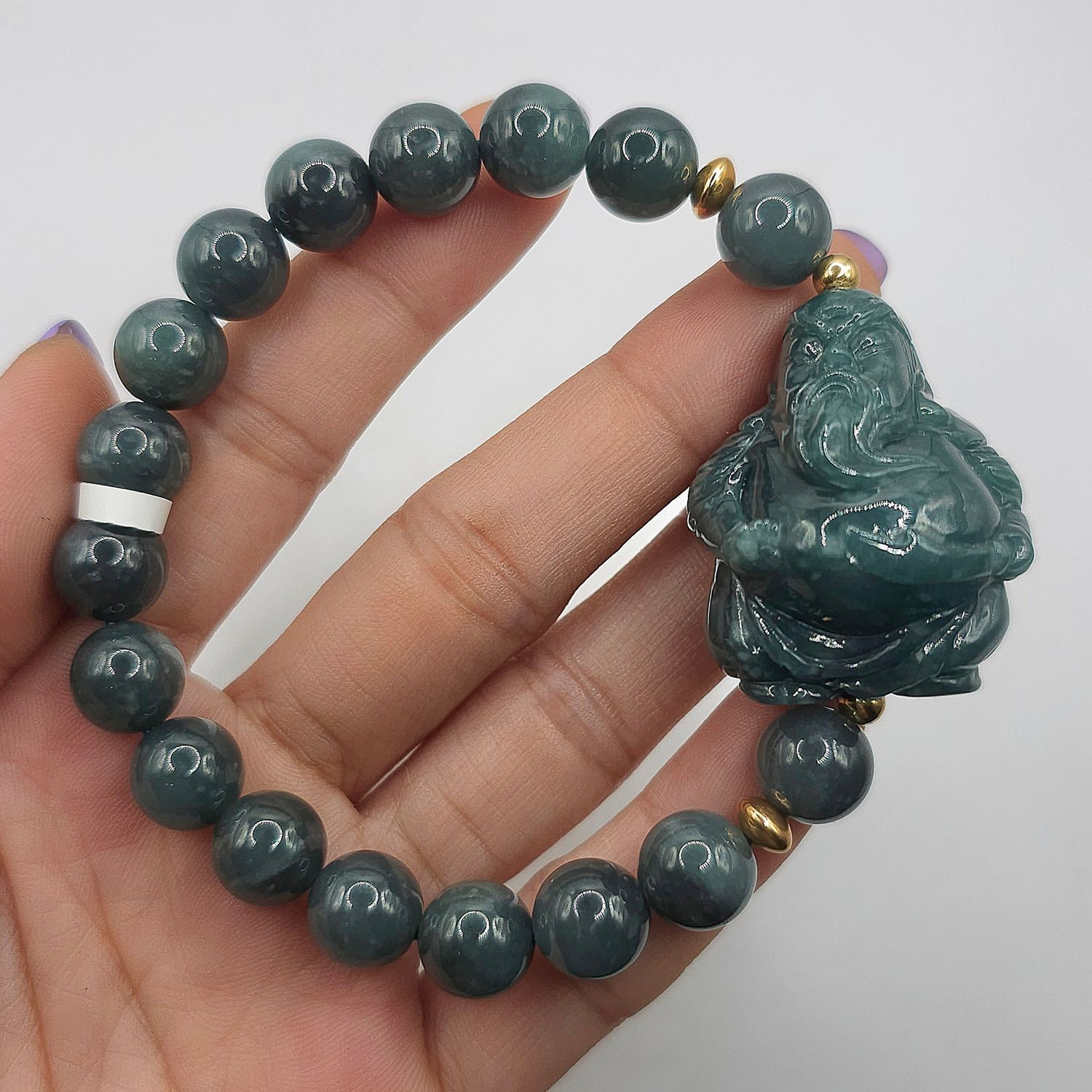 Natural Blue Water Jade with God of Wealth