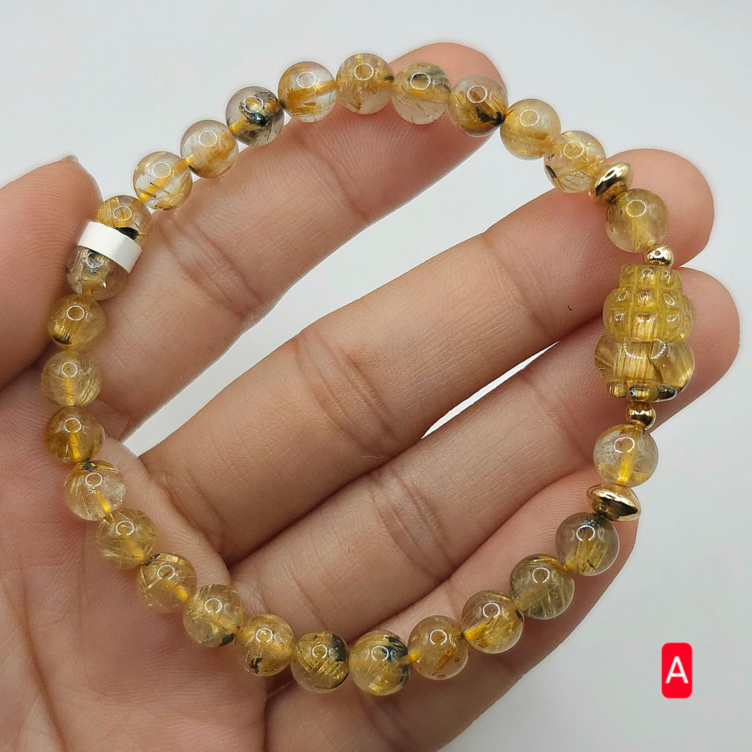 Natural Titanium Golden Ruti with Pixiu