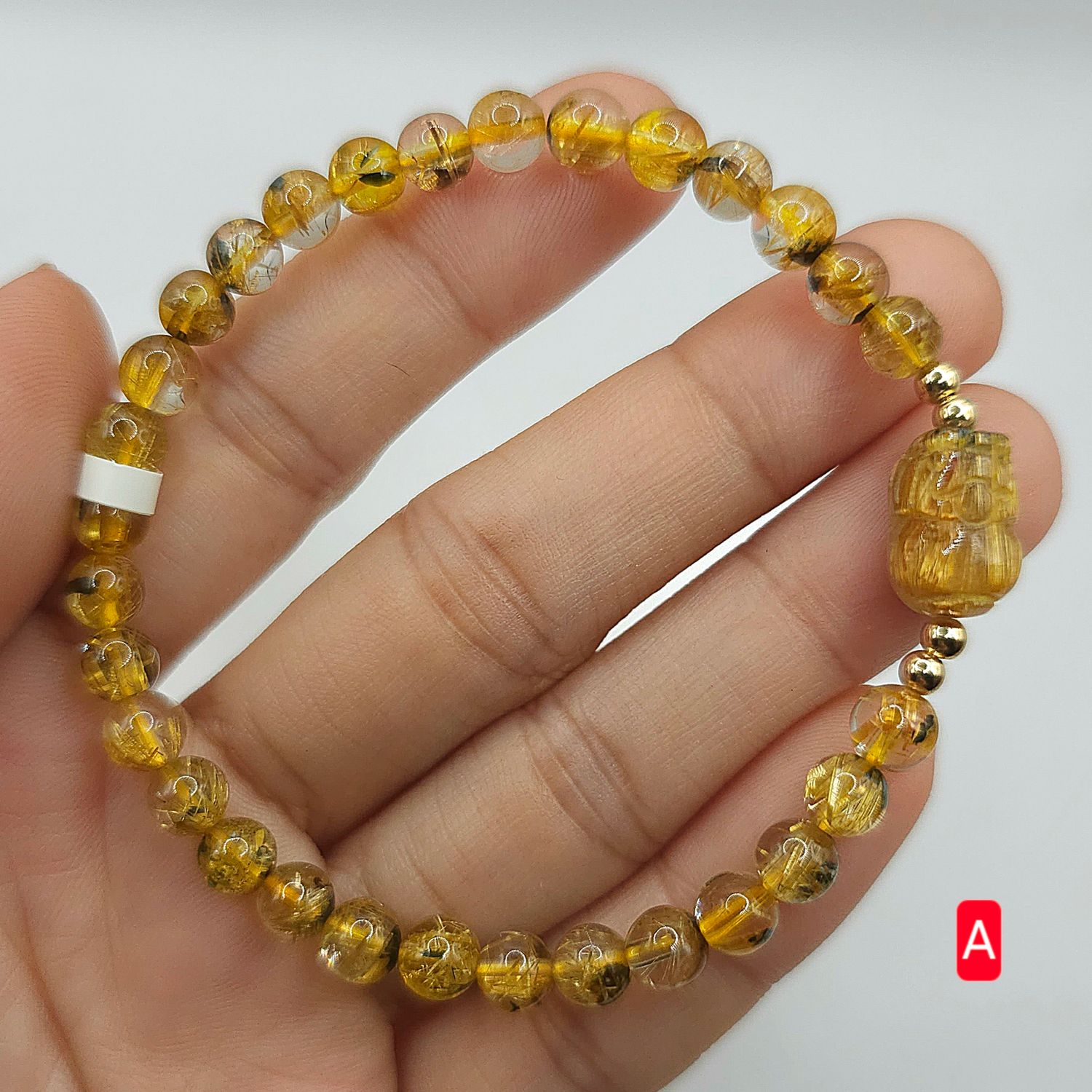 Natural Titanium Golden Ruti with Pixiu