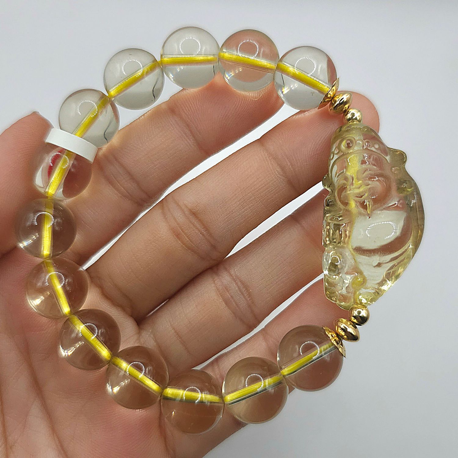 Natural Lemon Citrine with God of Wealth
