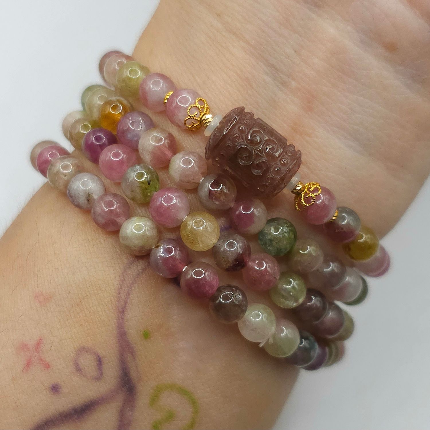 Natural 3 Lap Watermelon Tourmaline with Lucky Turn - 18K