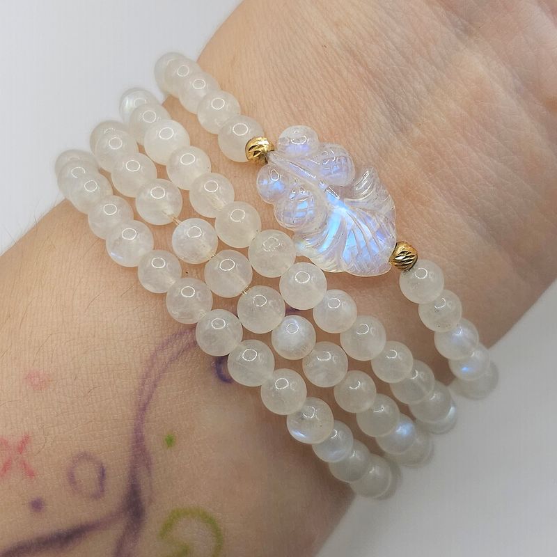 Natural 3 Lap Blue Moonstone with Goldfish