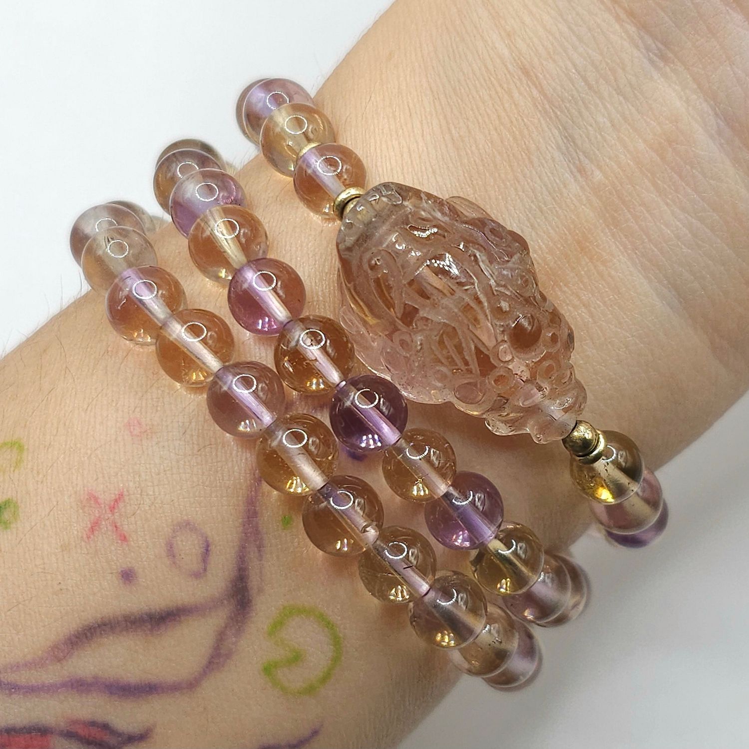 Natural 3 Lap Ametrine with Money Toad