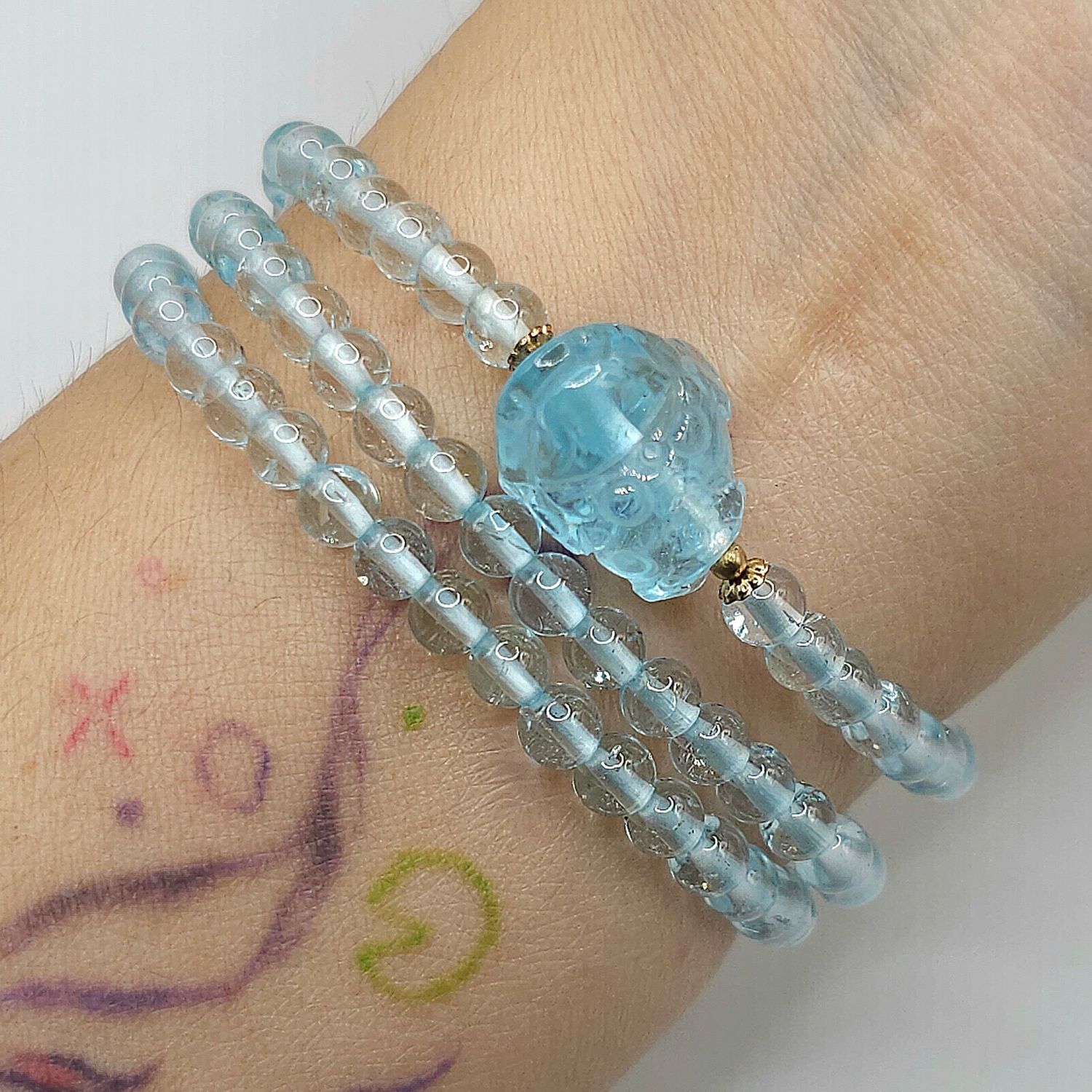 Natural 3 Lap Topaz with Toad