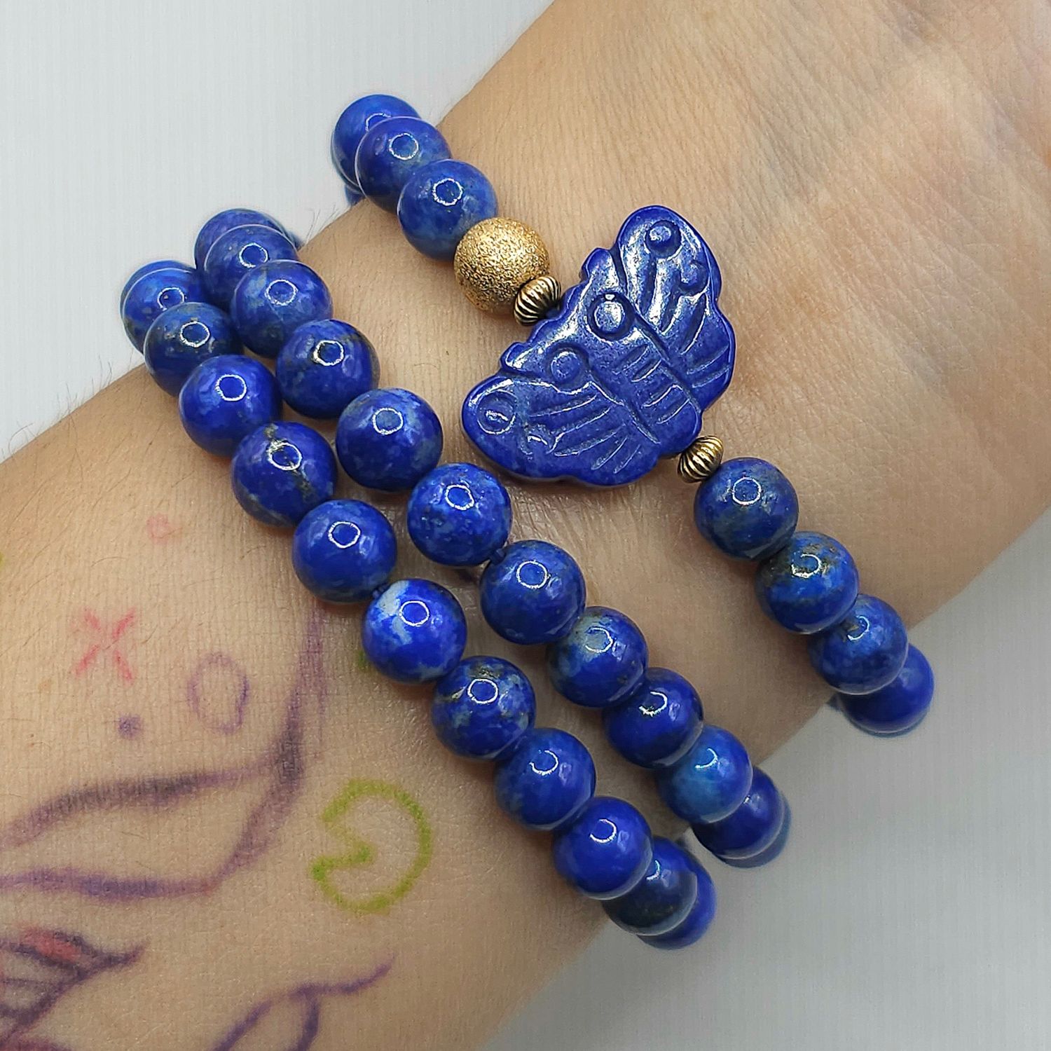 Natural 3 Lap Lapis Lazuli with Butterfly