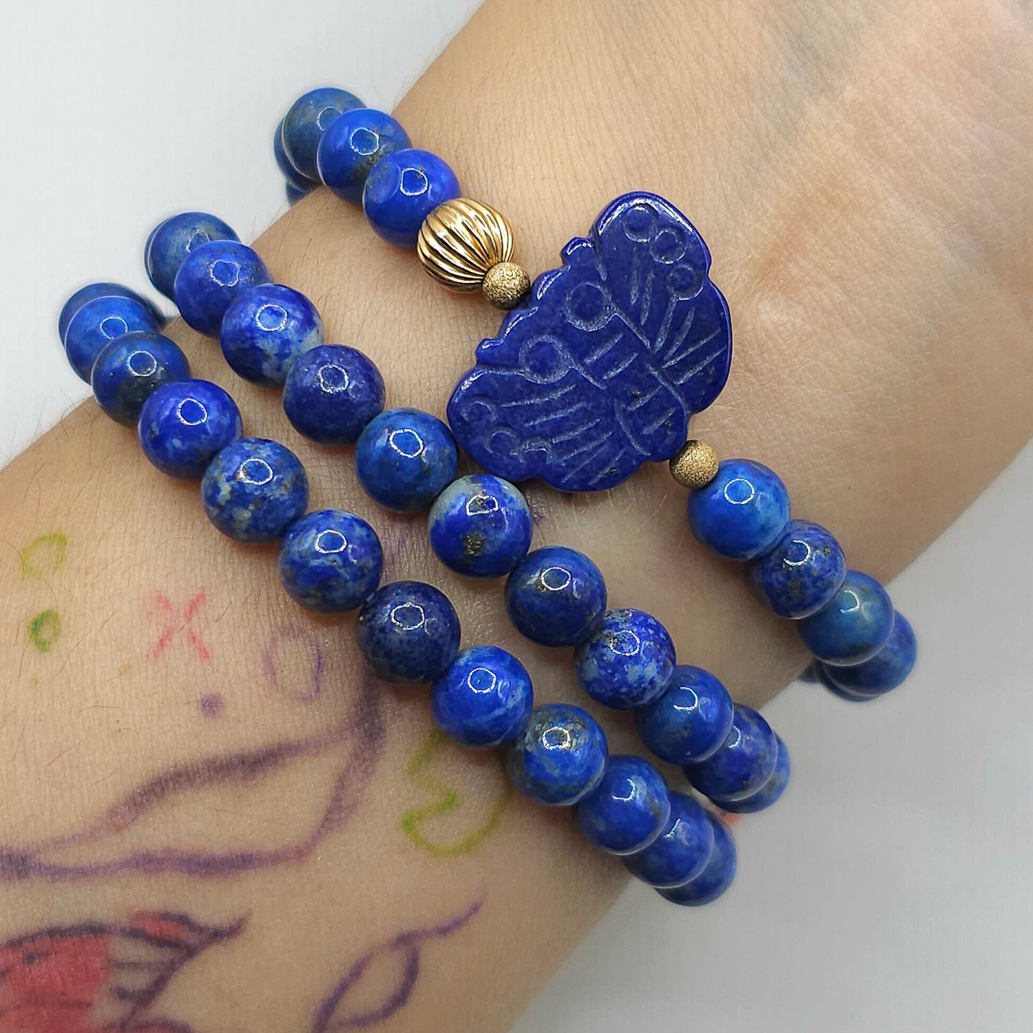 Natural 3 Lap Lapis Lazuli with Butterfly