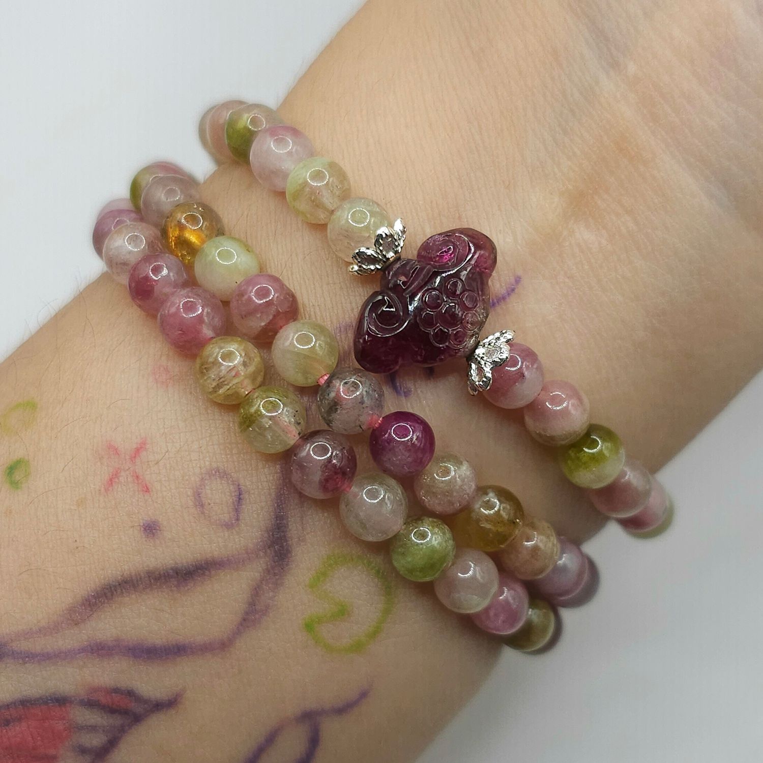 Natural 3 Lap Jelly Tourmaline with Ruyi