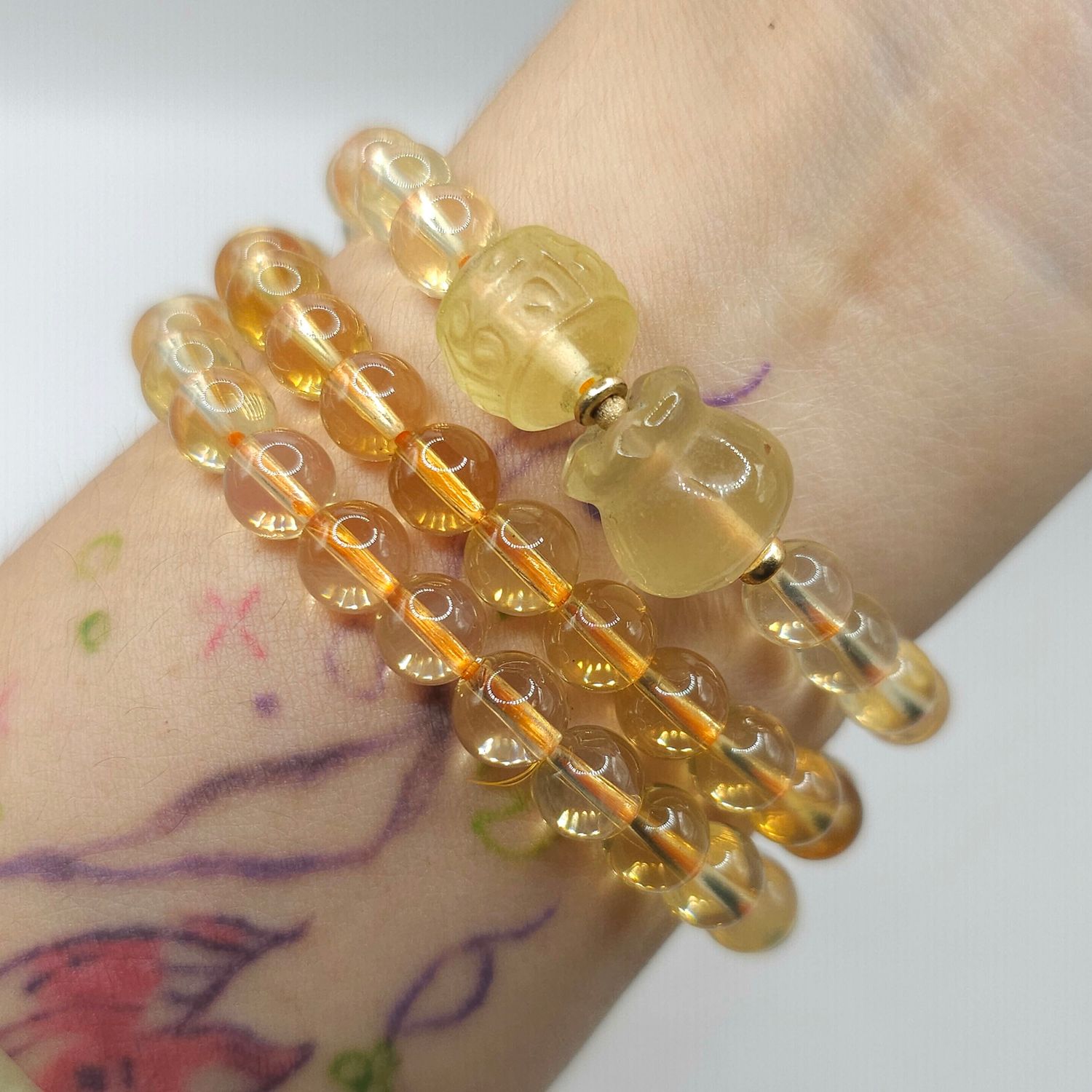 Natural 3 Lap Citrine with Money Bag &amp; Lucky Turn