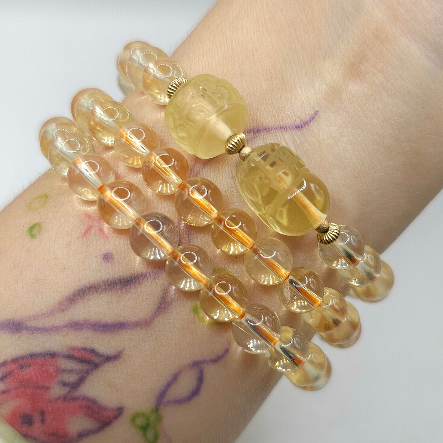 Natural 3 Lap Citrine with Pixiu &amp; Lucky Turn