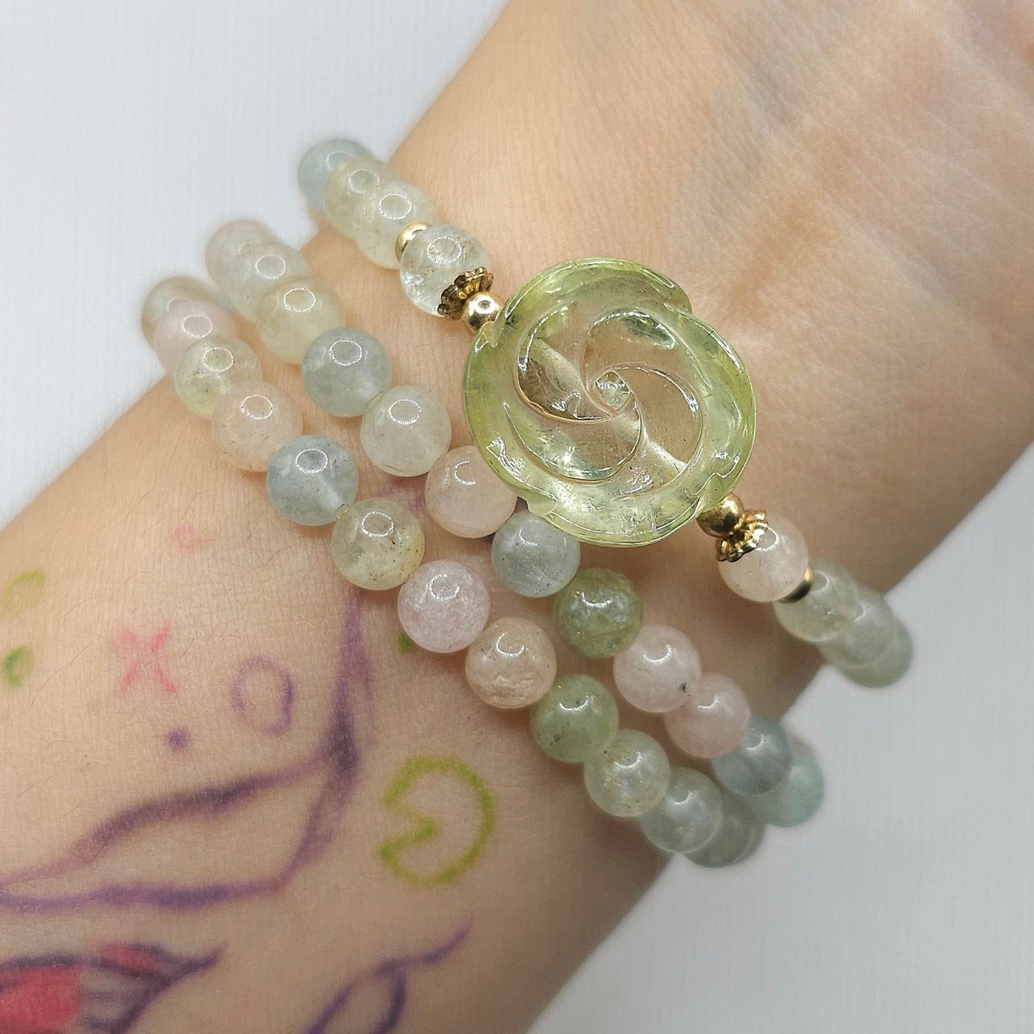 Natural 3 Lap Morganite with Rose