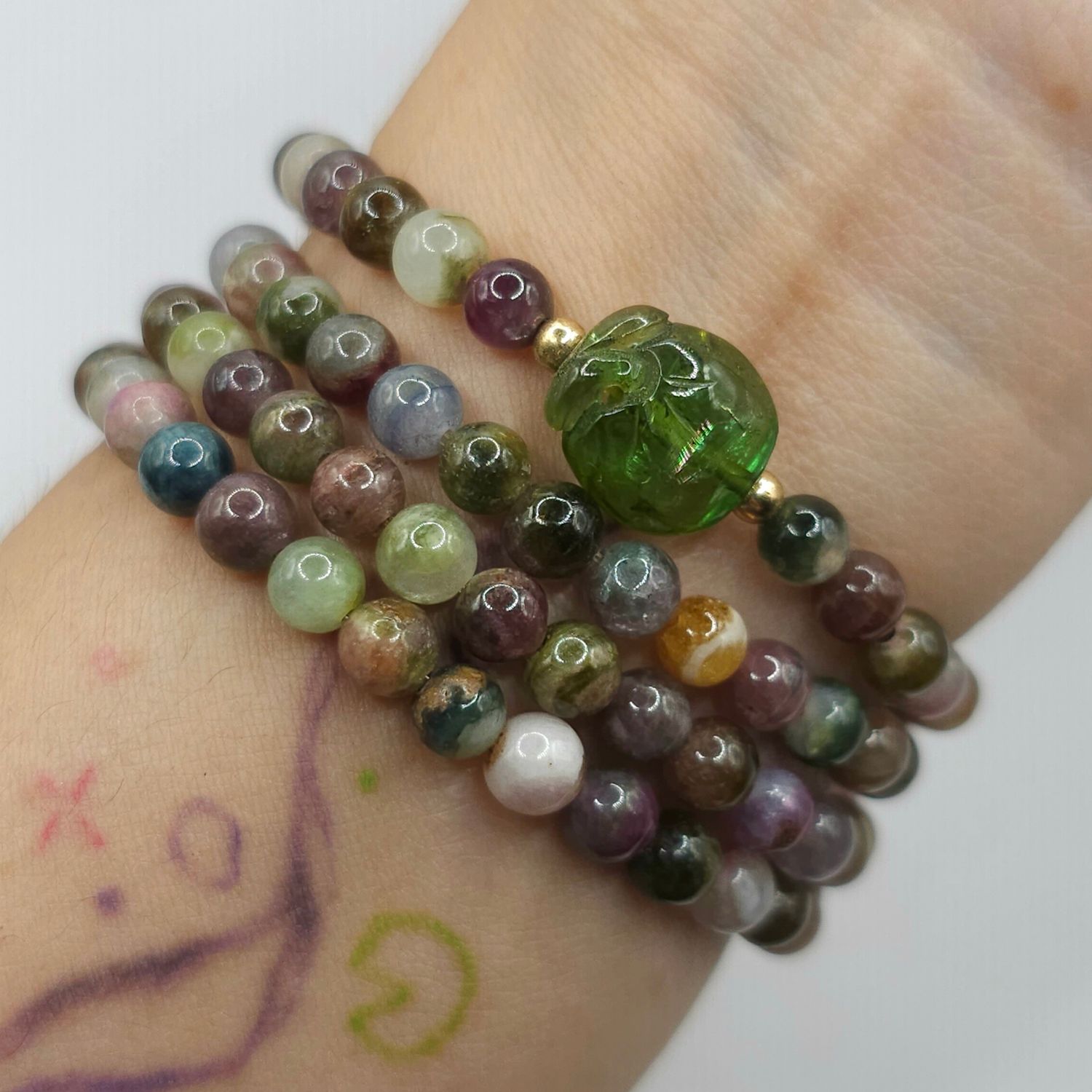 Natural 3 Lap Watermelon Tourmaline with Money Bag