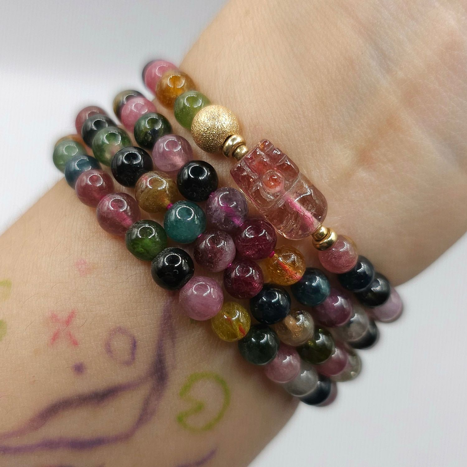 Natural 3 Lap Candy Tourmaline with Pixiu