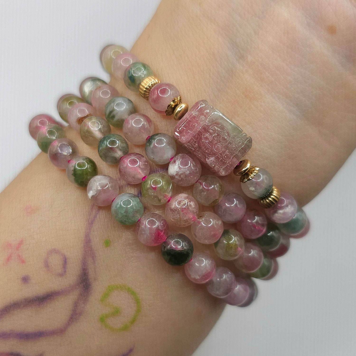 Natural 3 Lap Watermelon Tourmaline with Lucky Turn