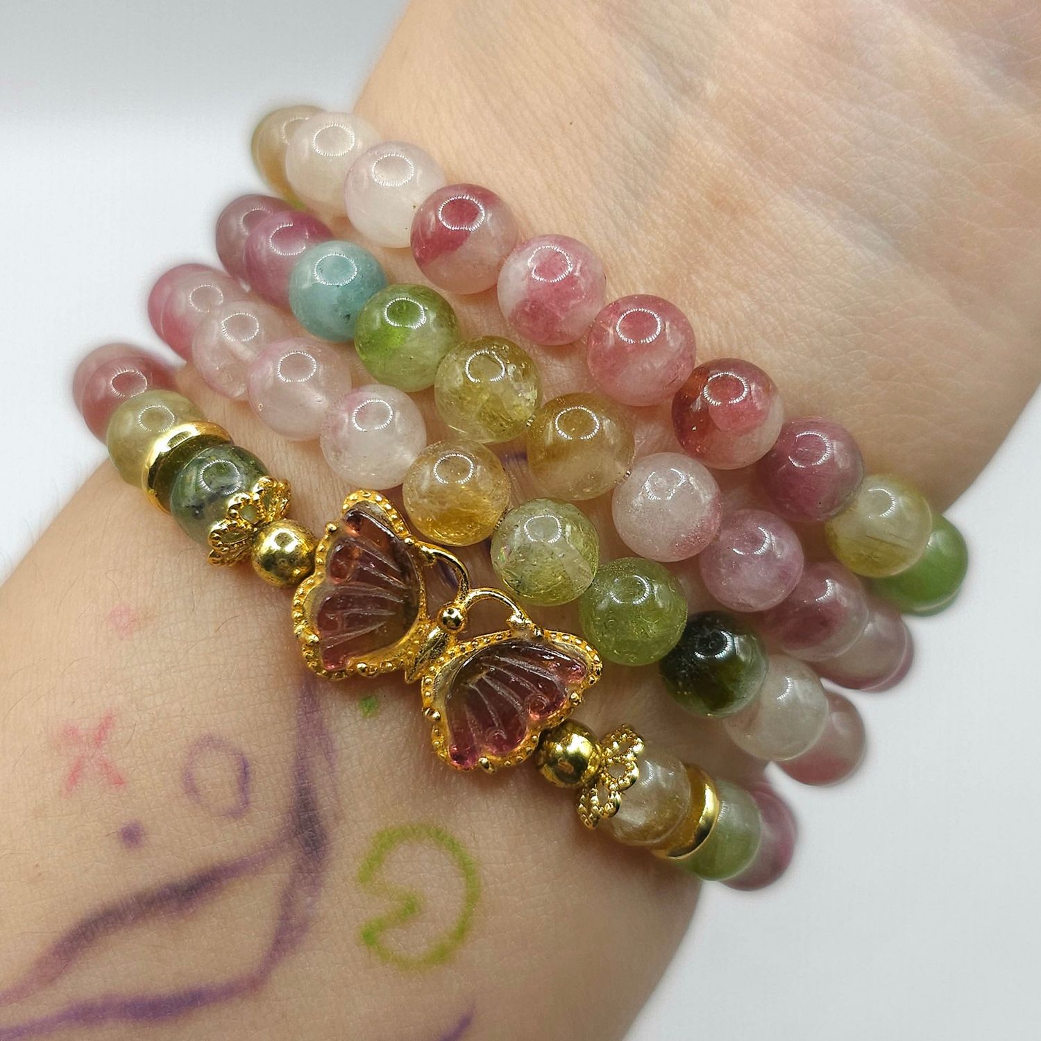 Natural 3 Lap Watermelon Tourmaline with Butterfly