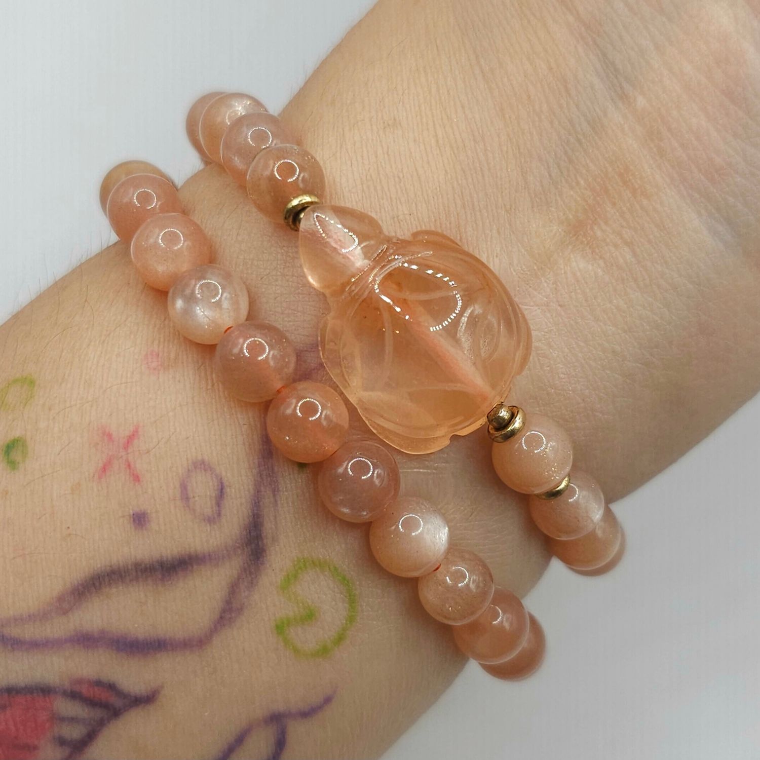 Natural 2 Lap Sunstone with Tortoise