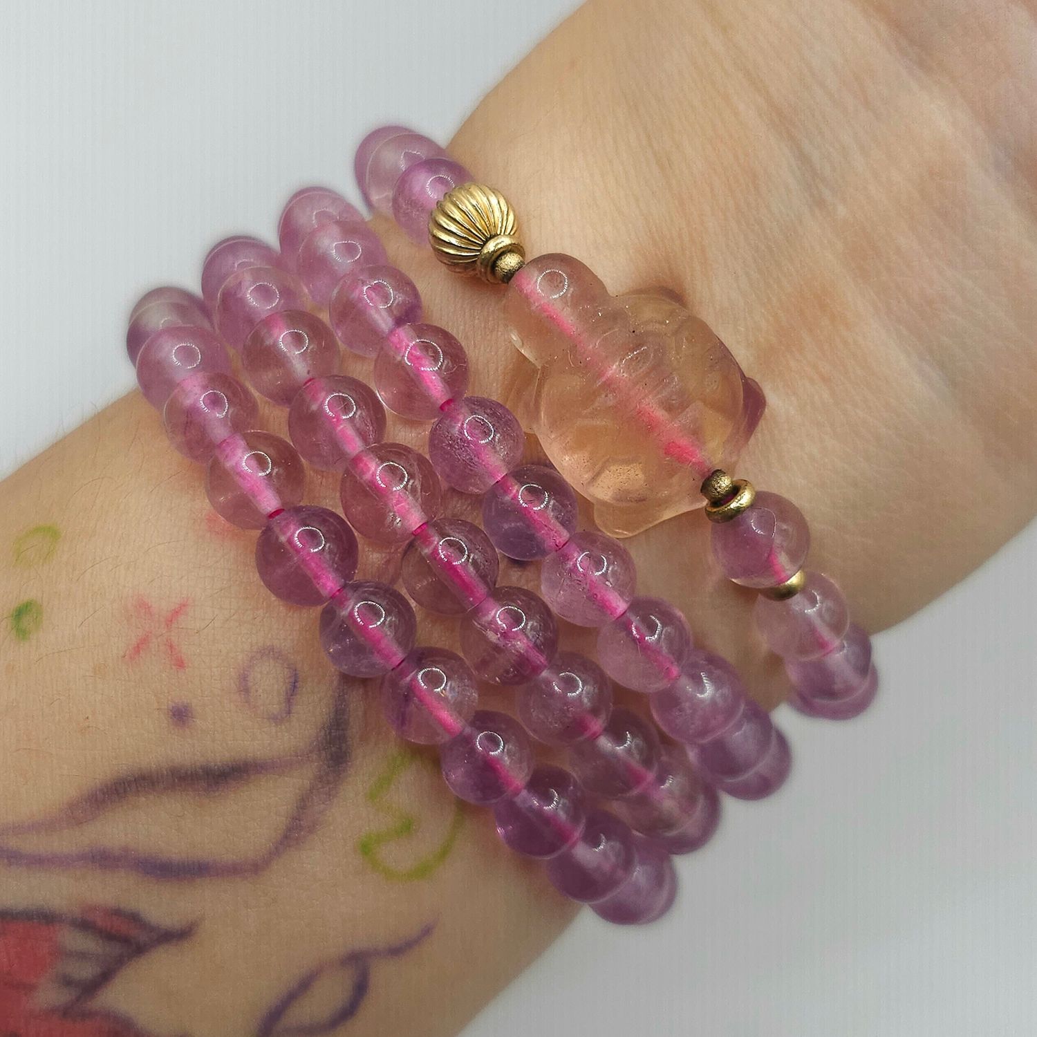 Natural 3 Lap Flourite with Turtle