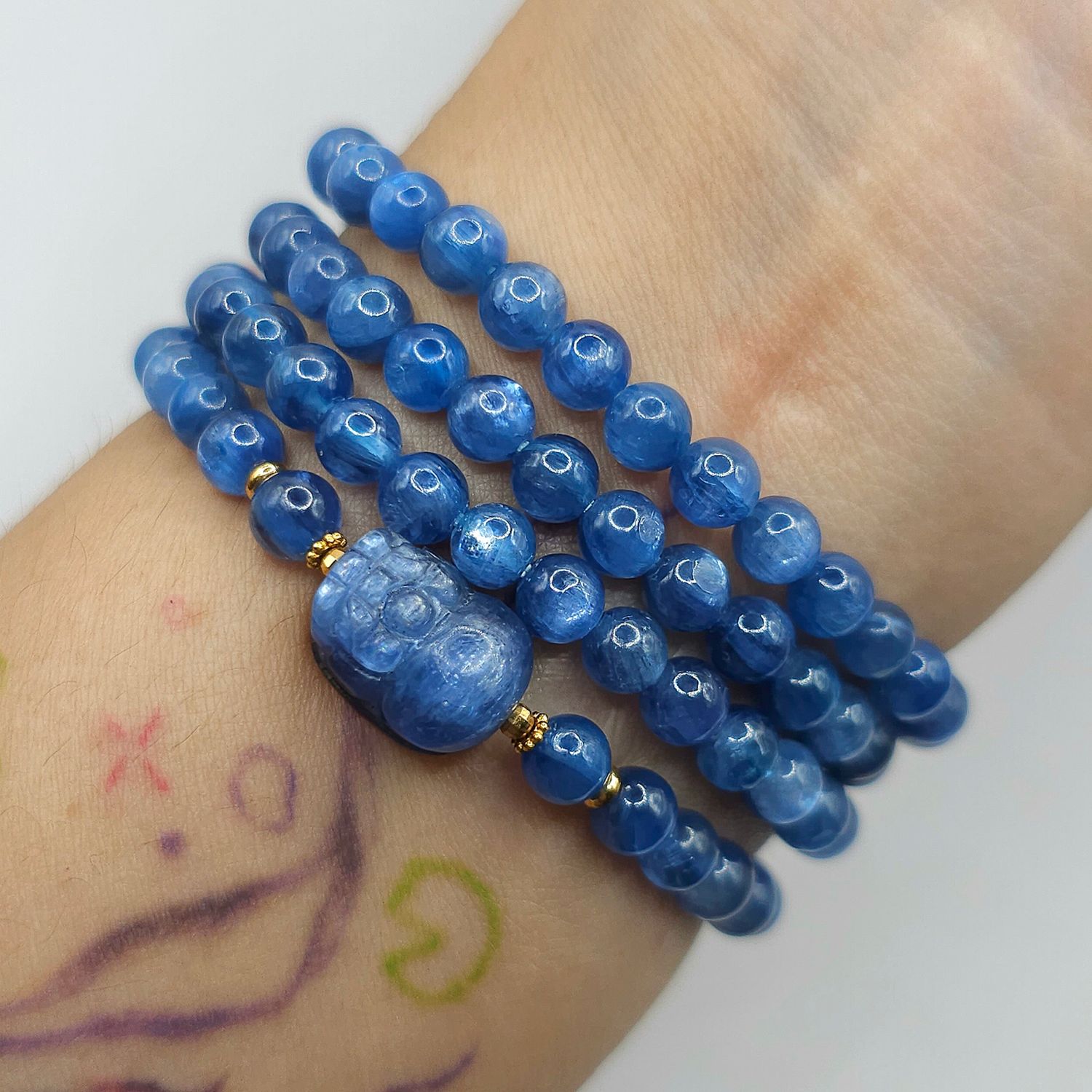 Natural 3 Lap Tanzanite with Pixiu - 18K