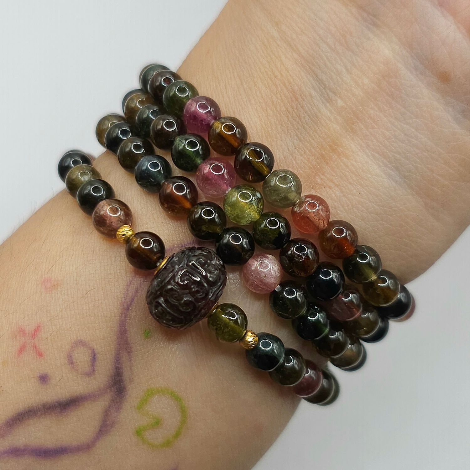 Natural 3 Lap Candy Tourmaline with Lucky Turn - 18K