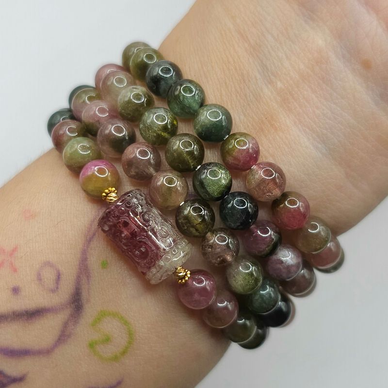Natural 3 Lap Watermelon Tourmaline with Lucky Turn - 18K
