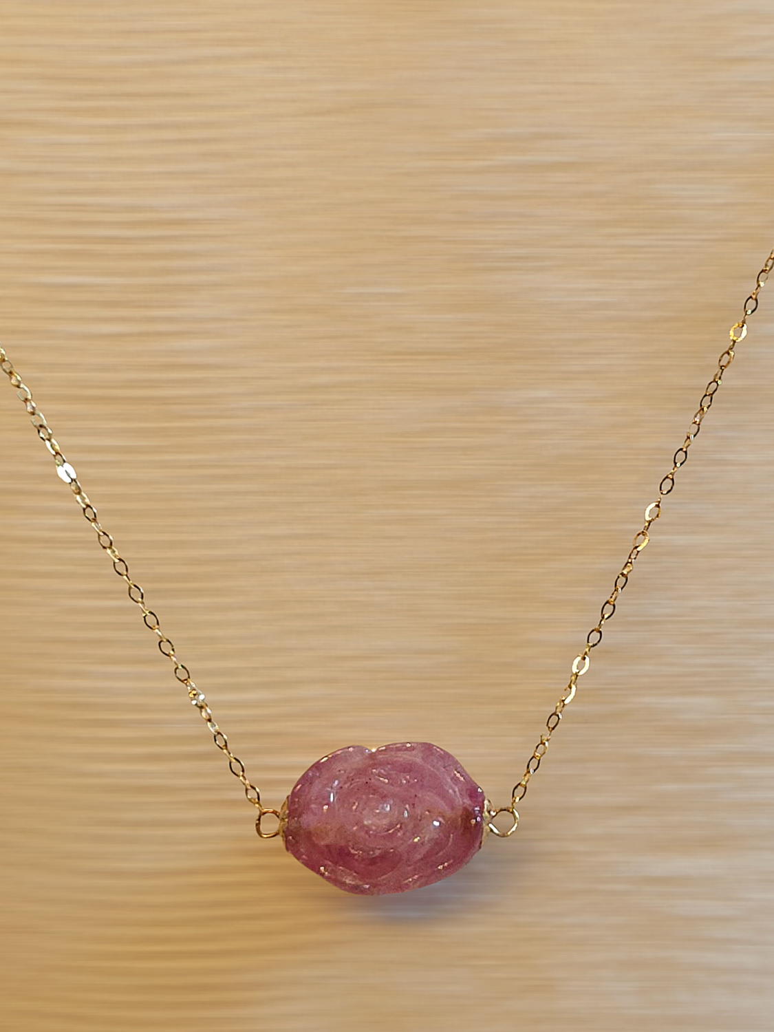 Natural Tourmaline Rose Necklace - 18K