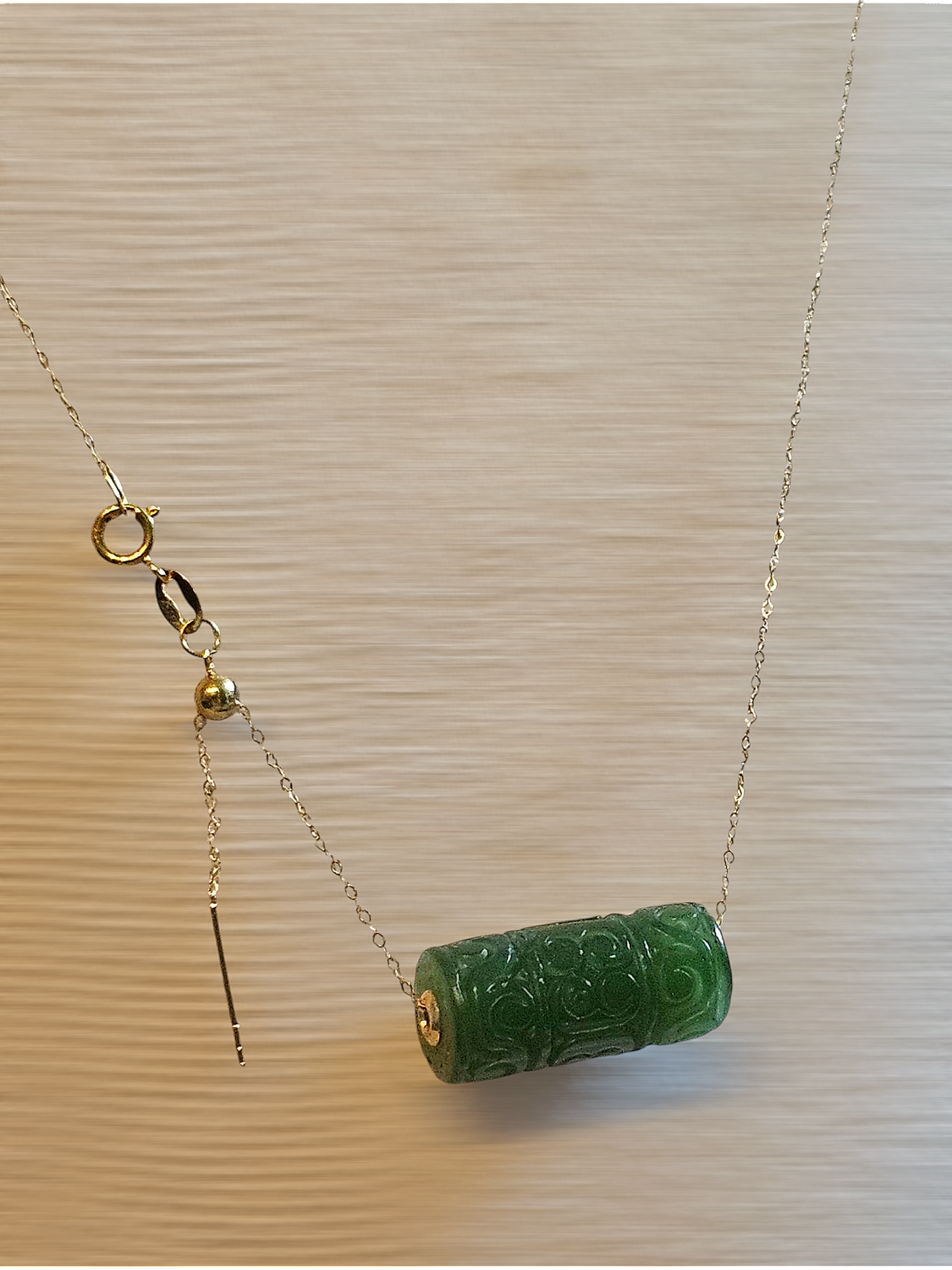 Natural Hetian Jade Lucky Turn Necklace - 18K