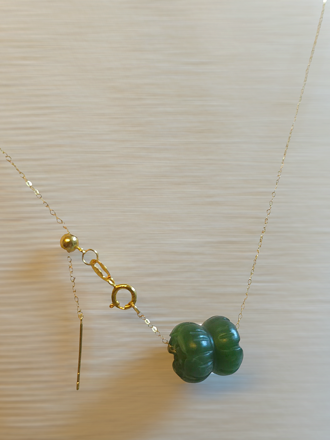 Natural Hetian Jade Double Lotus Necklace - 18K