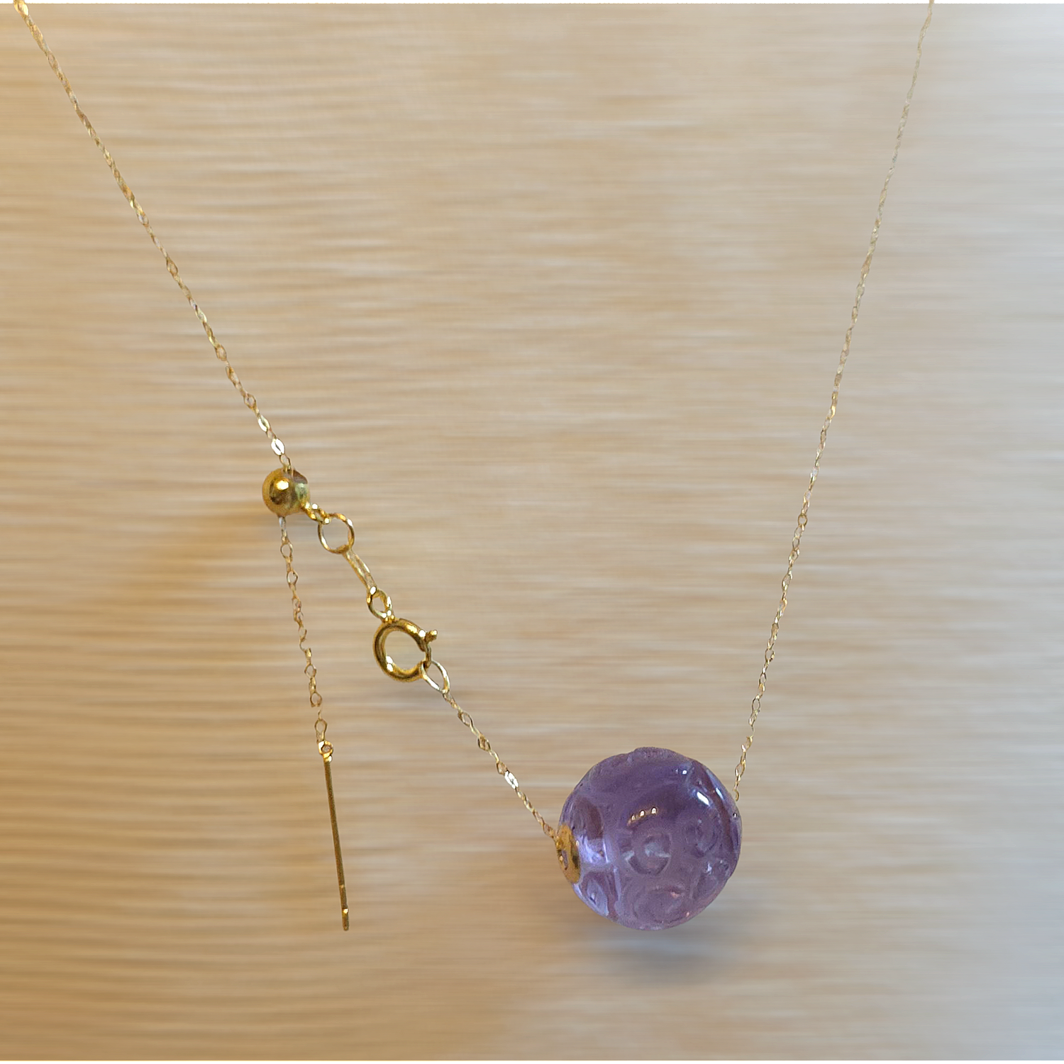 Natural Amethyst Lucky Turn Necklace - 18K
