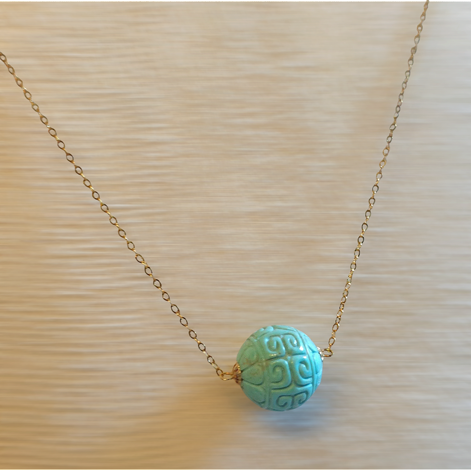 Natural Turquoise Lucky Turn Necklace - 18K