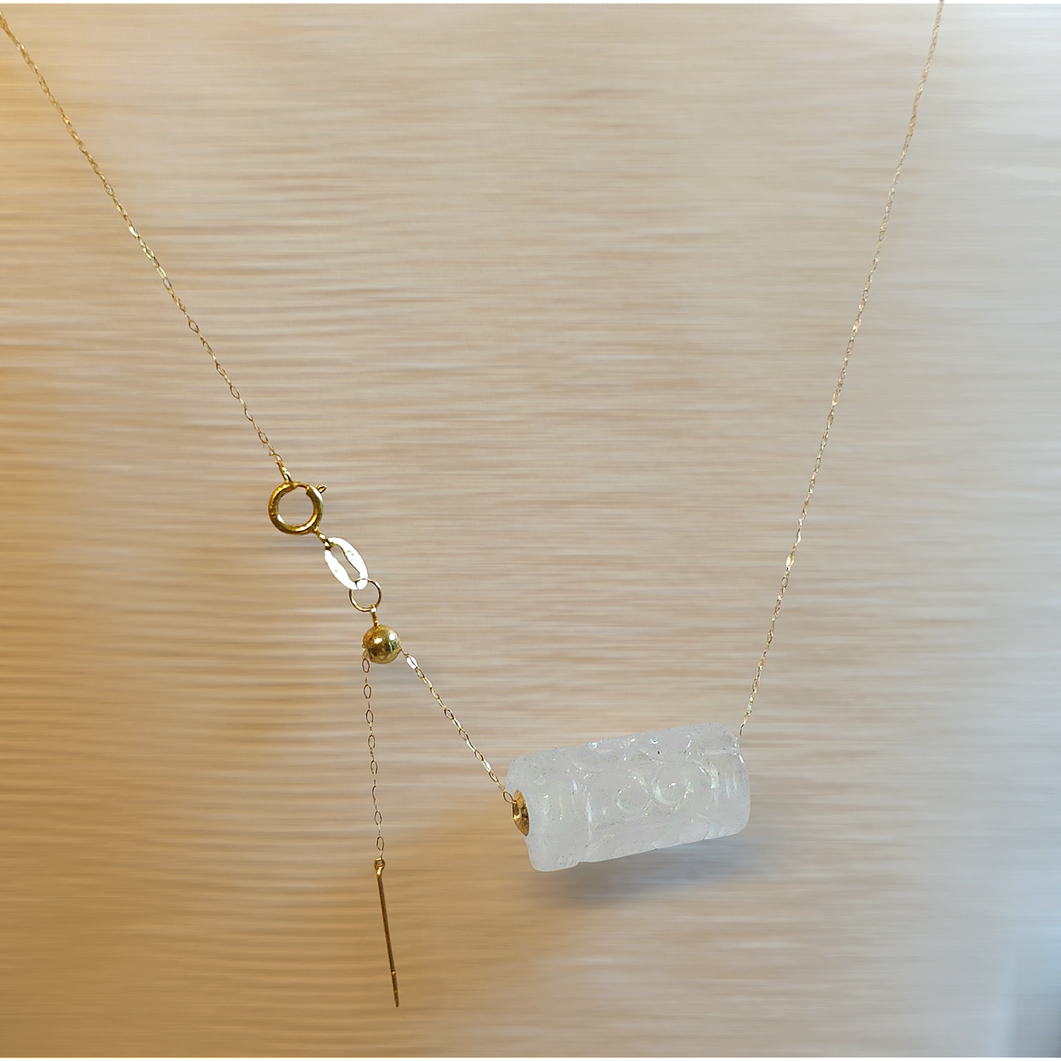 Natural Blue Moonstone Lucky Turn Necklace - 18K