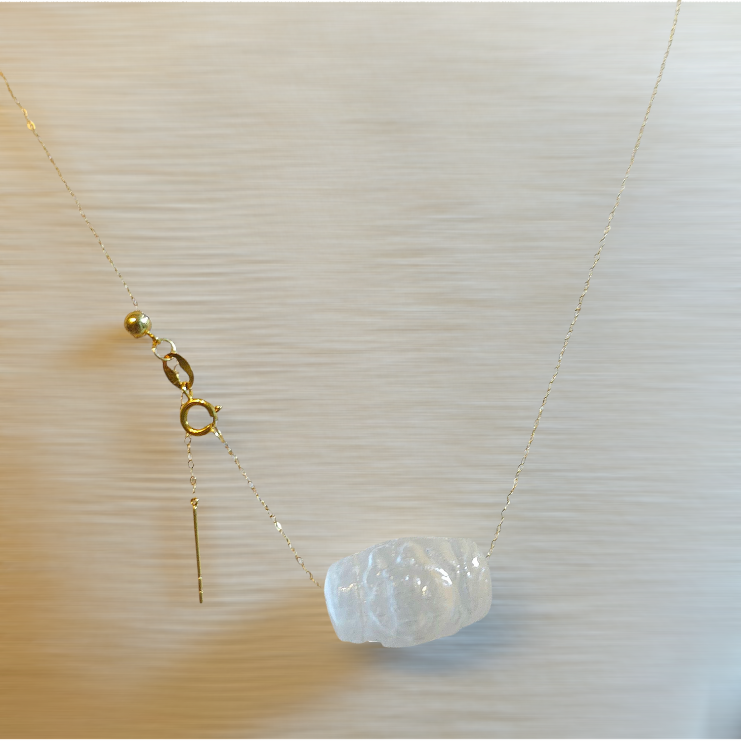 Natural Selenite Lucky Turn Necklace - 18K