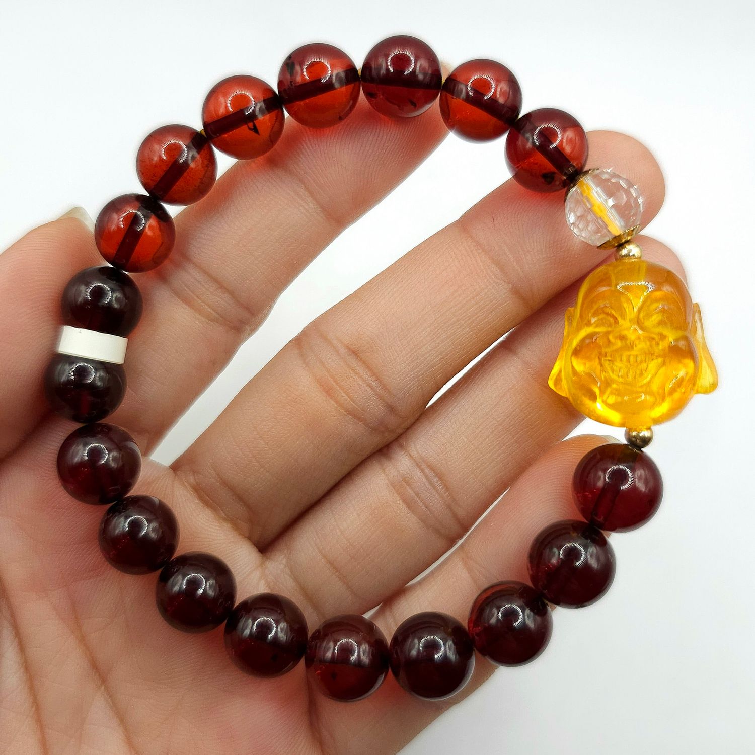 Natural Amber with laughing Buddha