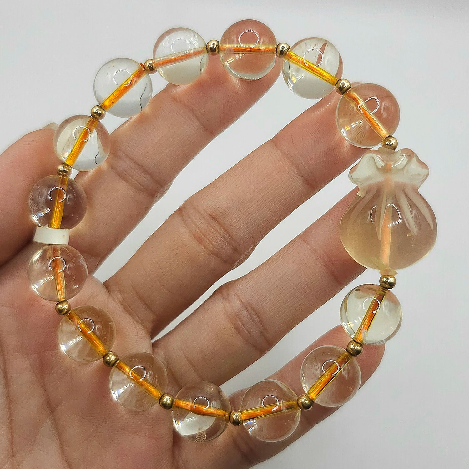 Natural Citrine with Money Bag