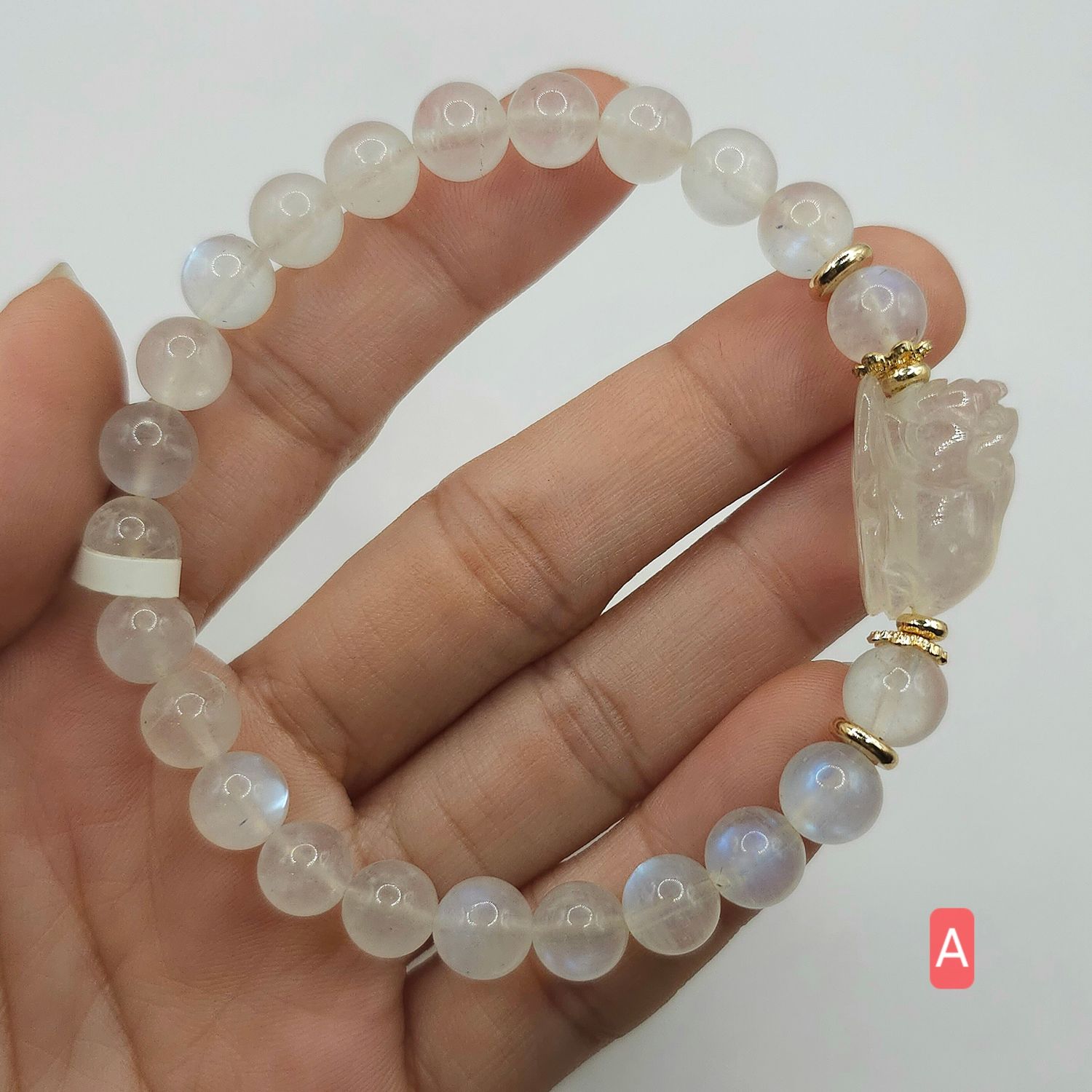 Natural Blue Moonstone with Dragon Pixiu