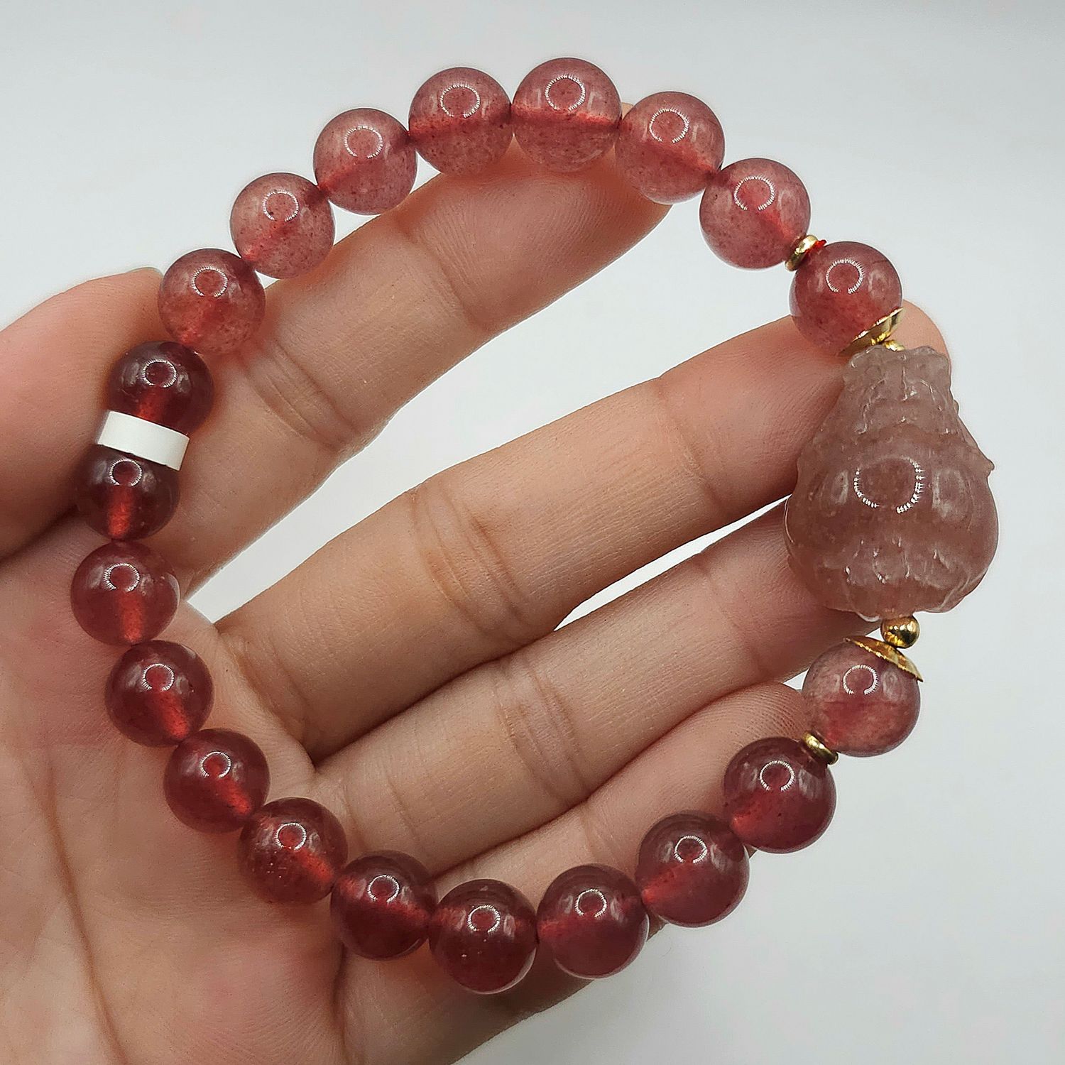 Natural Strawberry Quartz with Pixiu