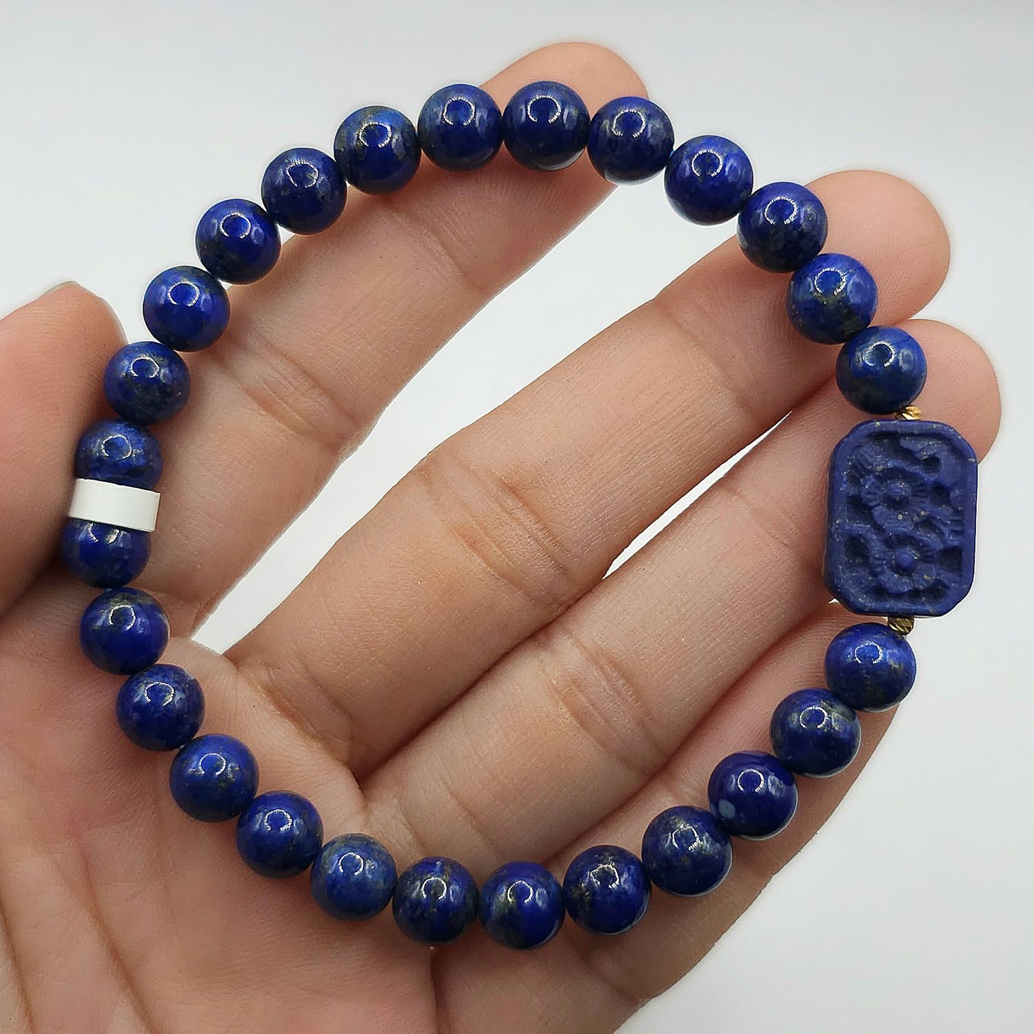 Natural Lapis Lazuli with Flower - 18k