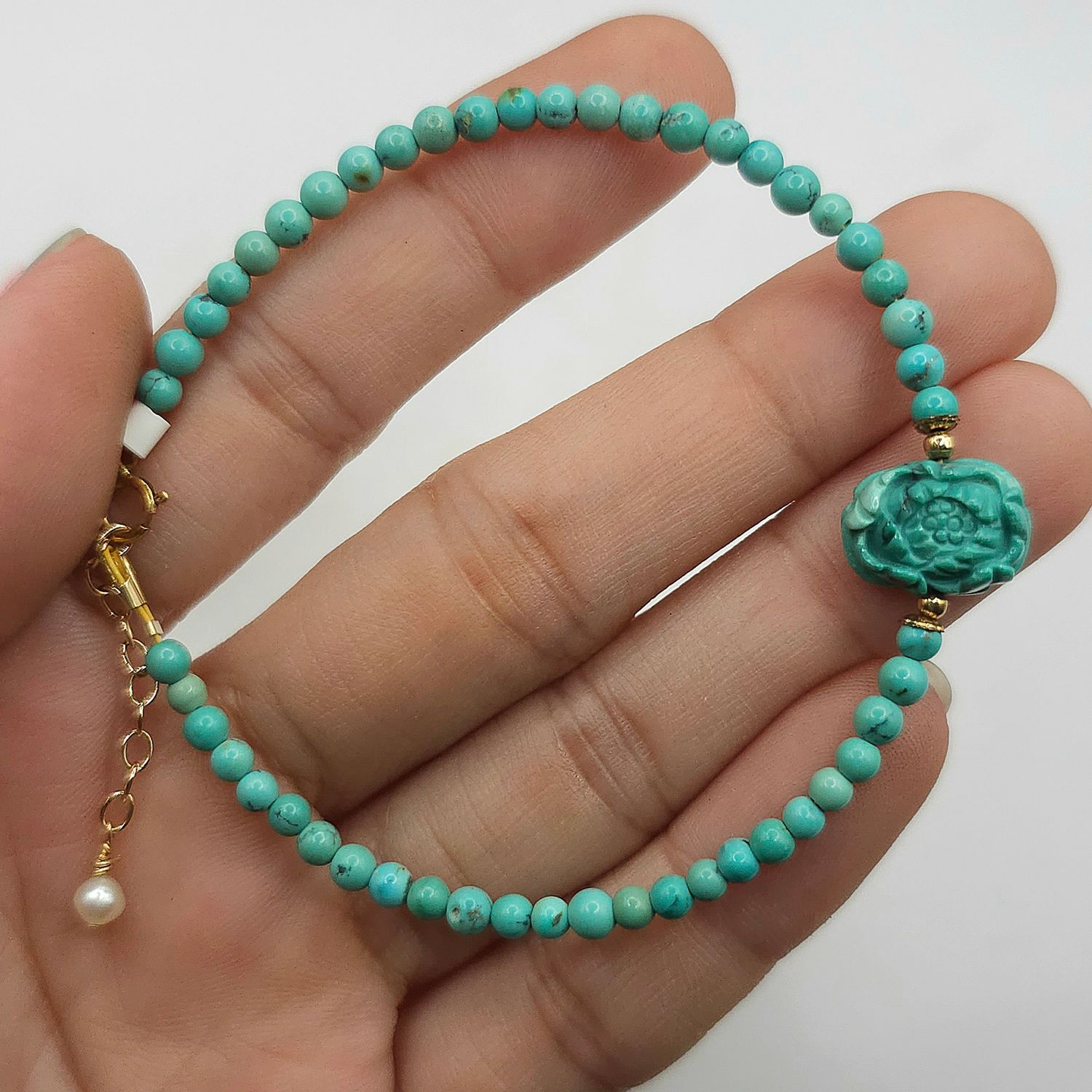 Natural Turquoise with Peony