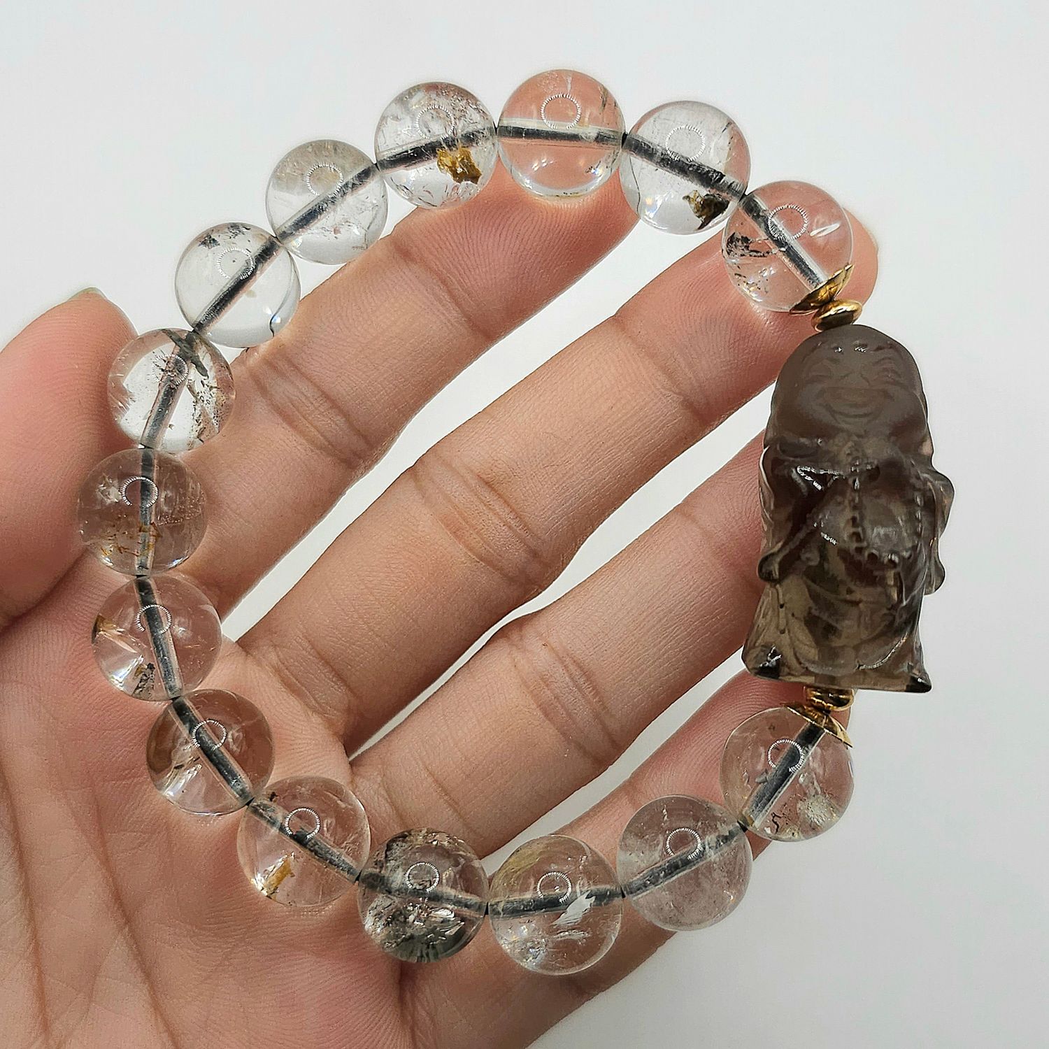Natural Herkimer x Smoky Quartz Buddha