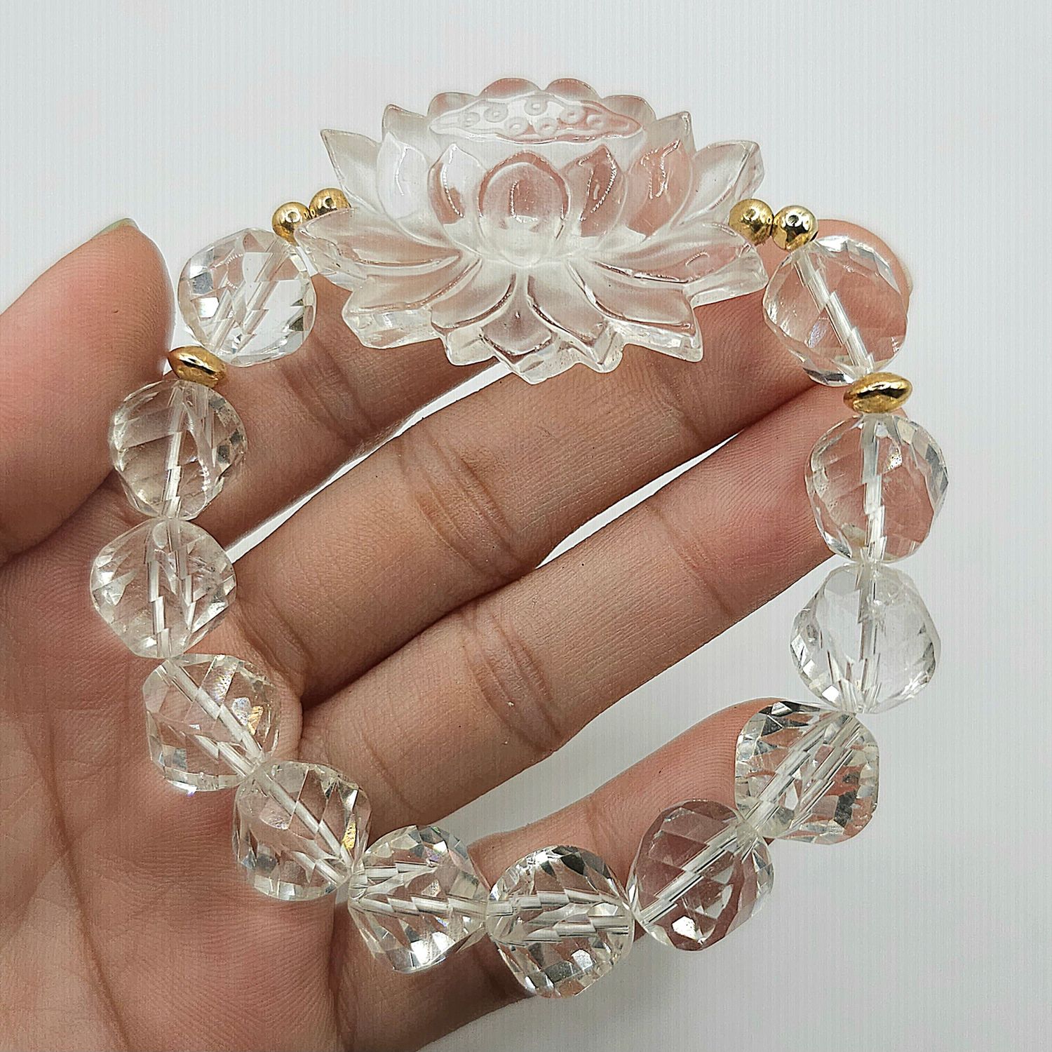 Natural Clear Quartz with Lotus