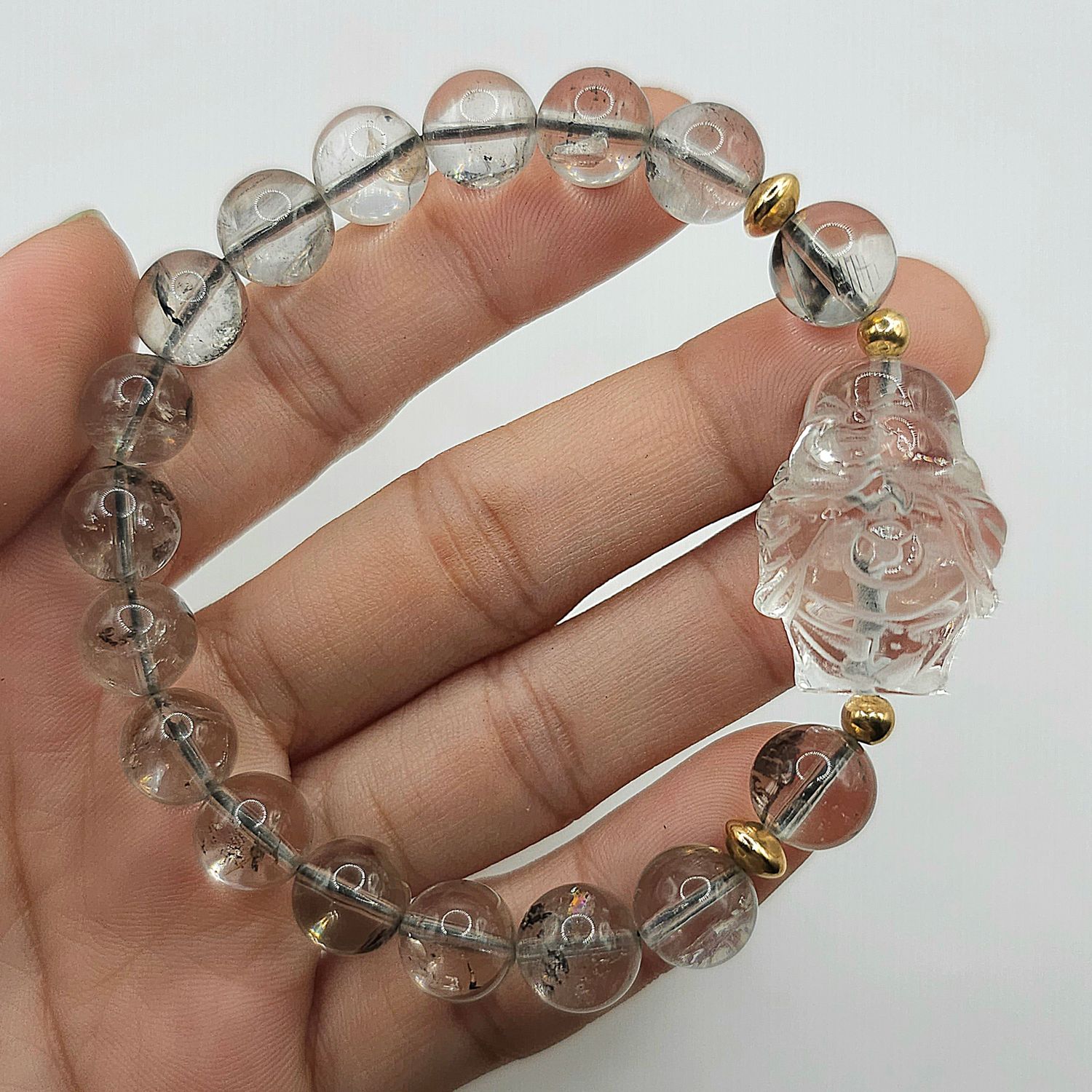 Natural Herkimer x Clear Quartz Buddha