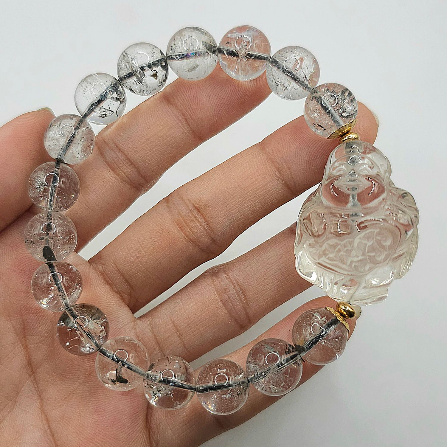 Natural Herkimer x Clear Quartz God of Wealth