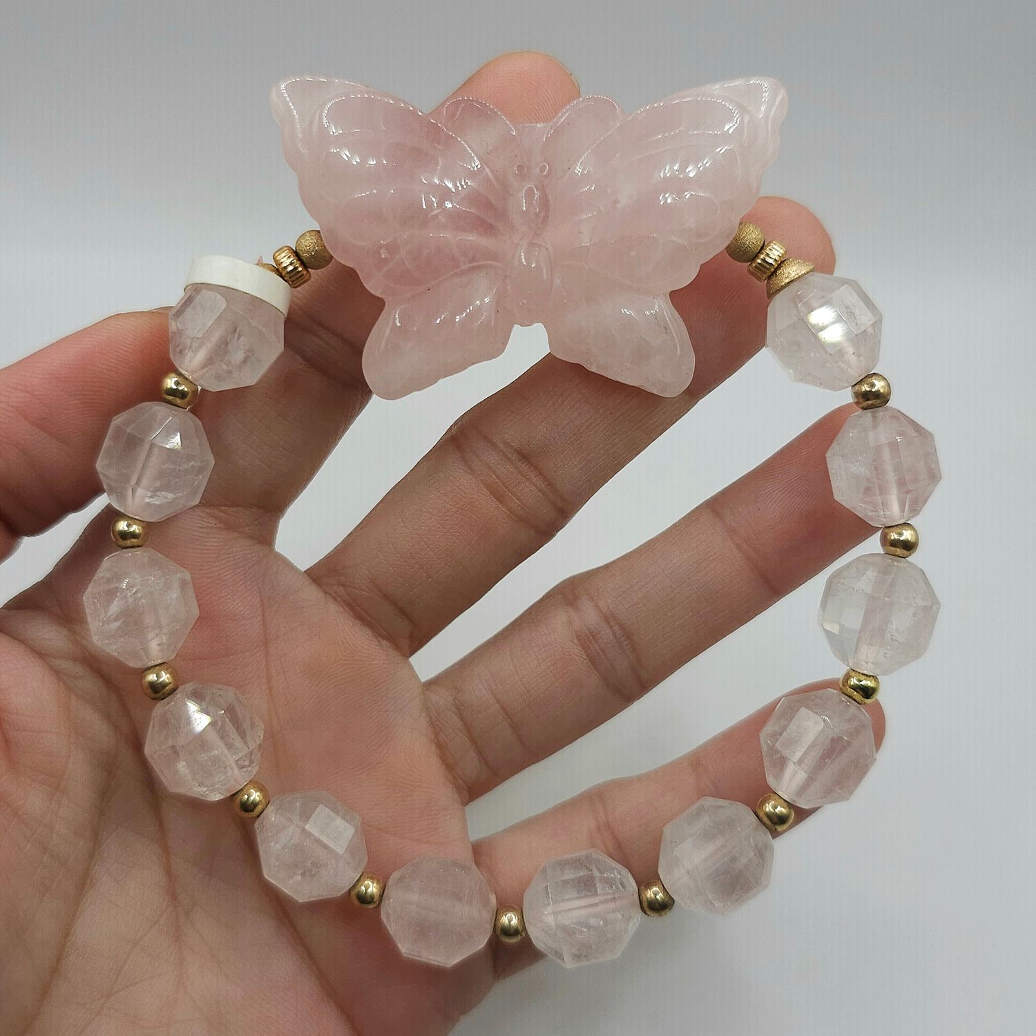 Natural Rose Quartz with Butterfly