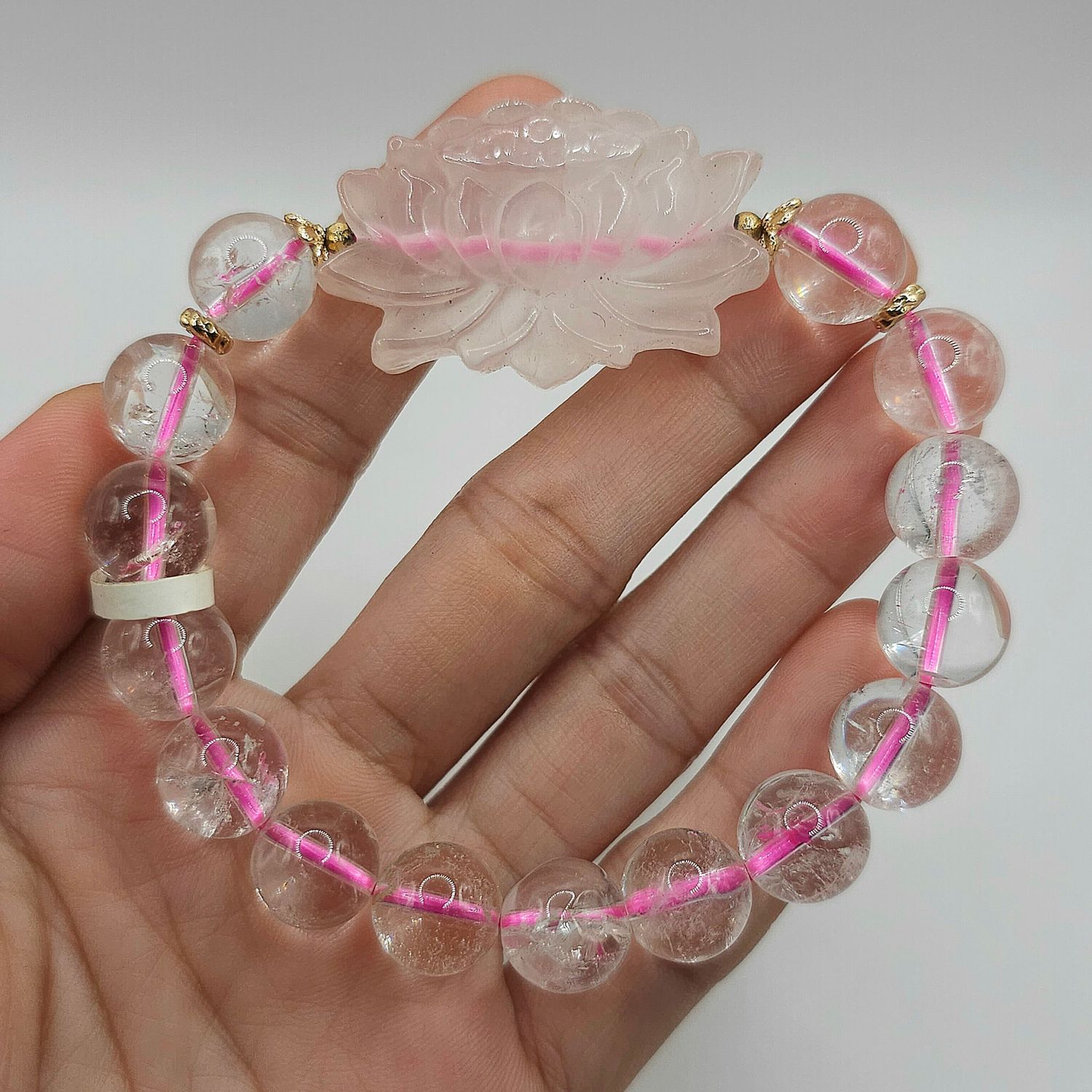 Natural Rainbow Rose Quartz with Lotus
