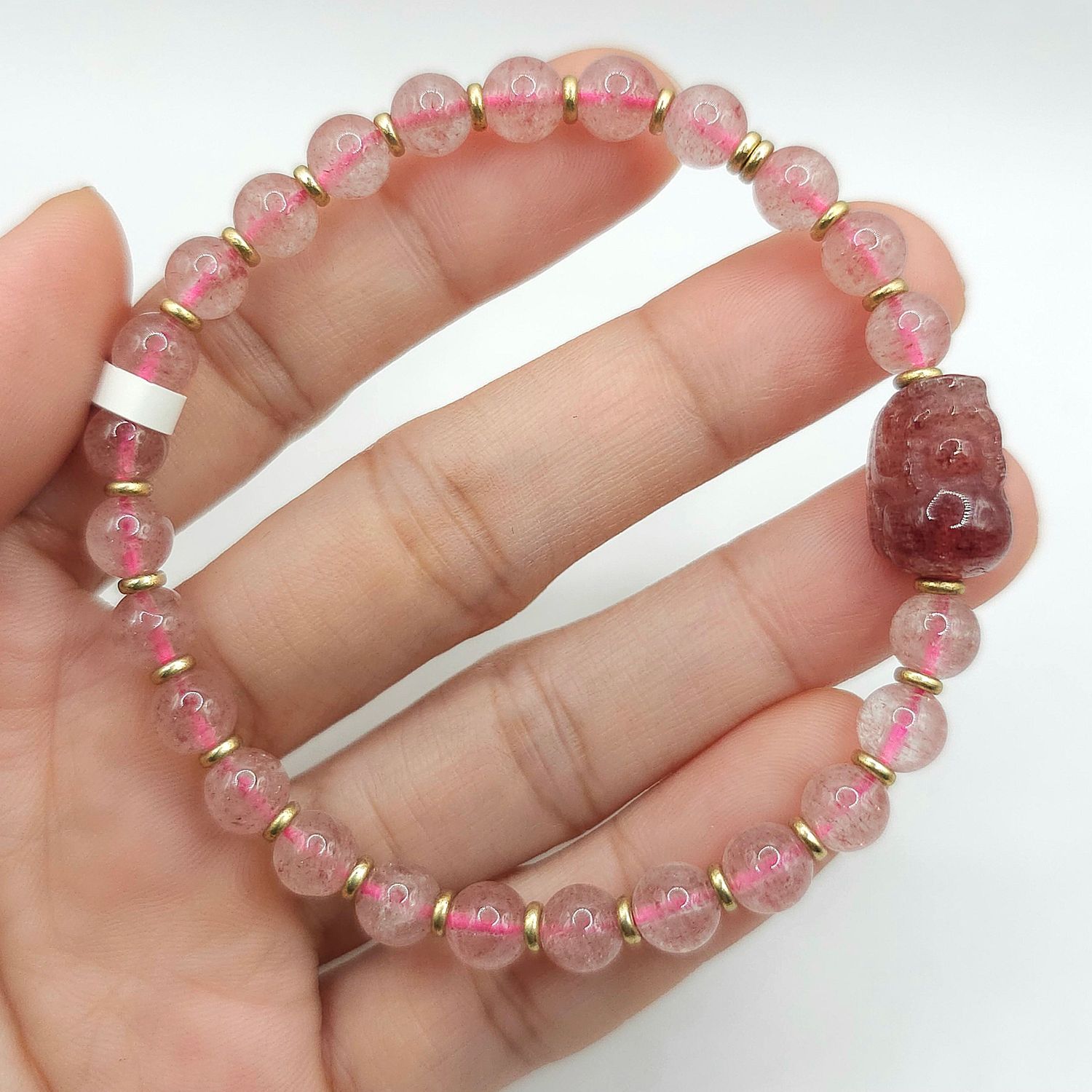Natural Strawberry Quartz with Pixiu