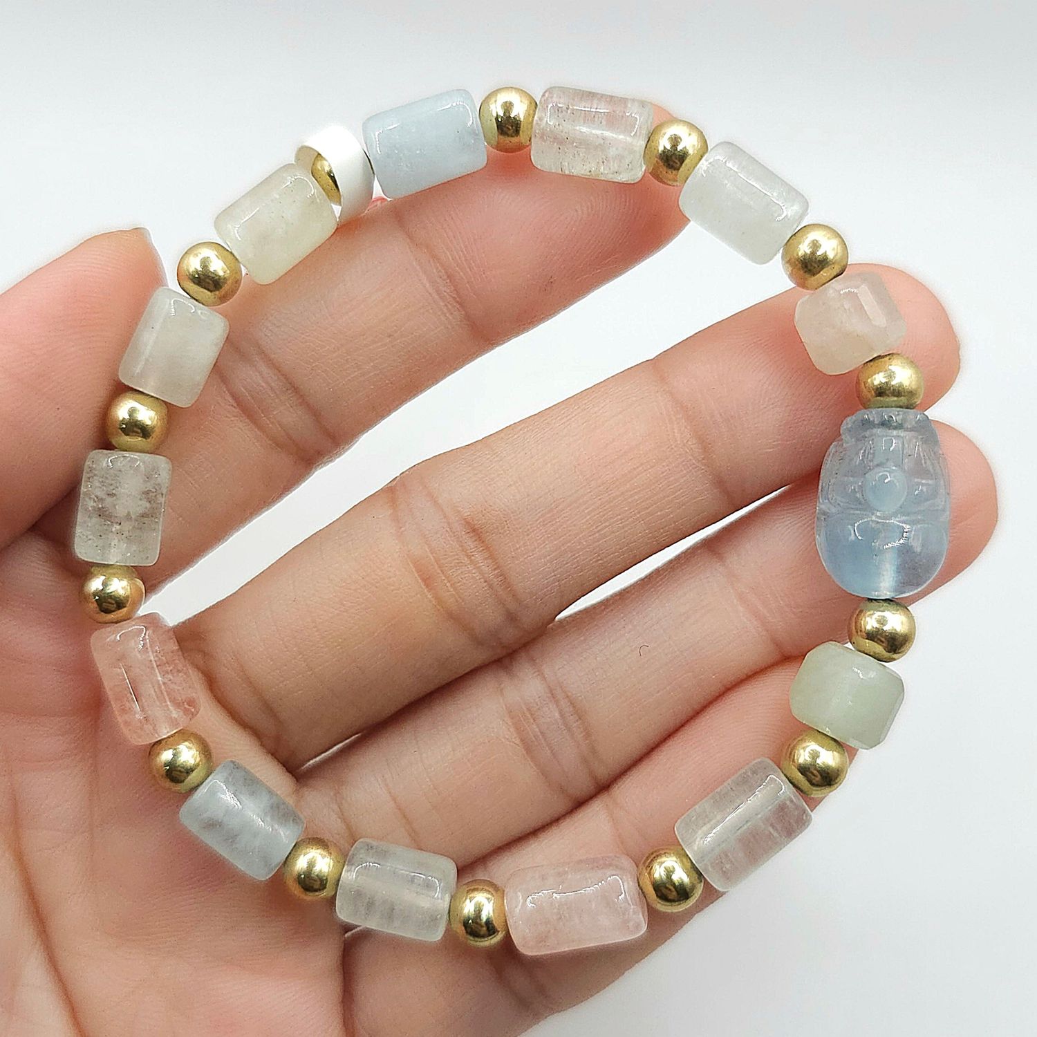 Natural Morganite with Pixiu