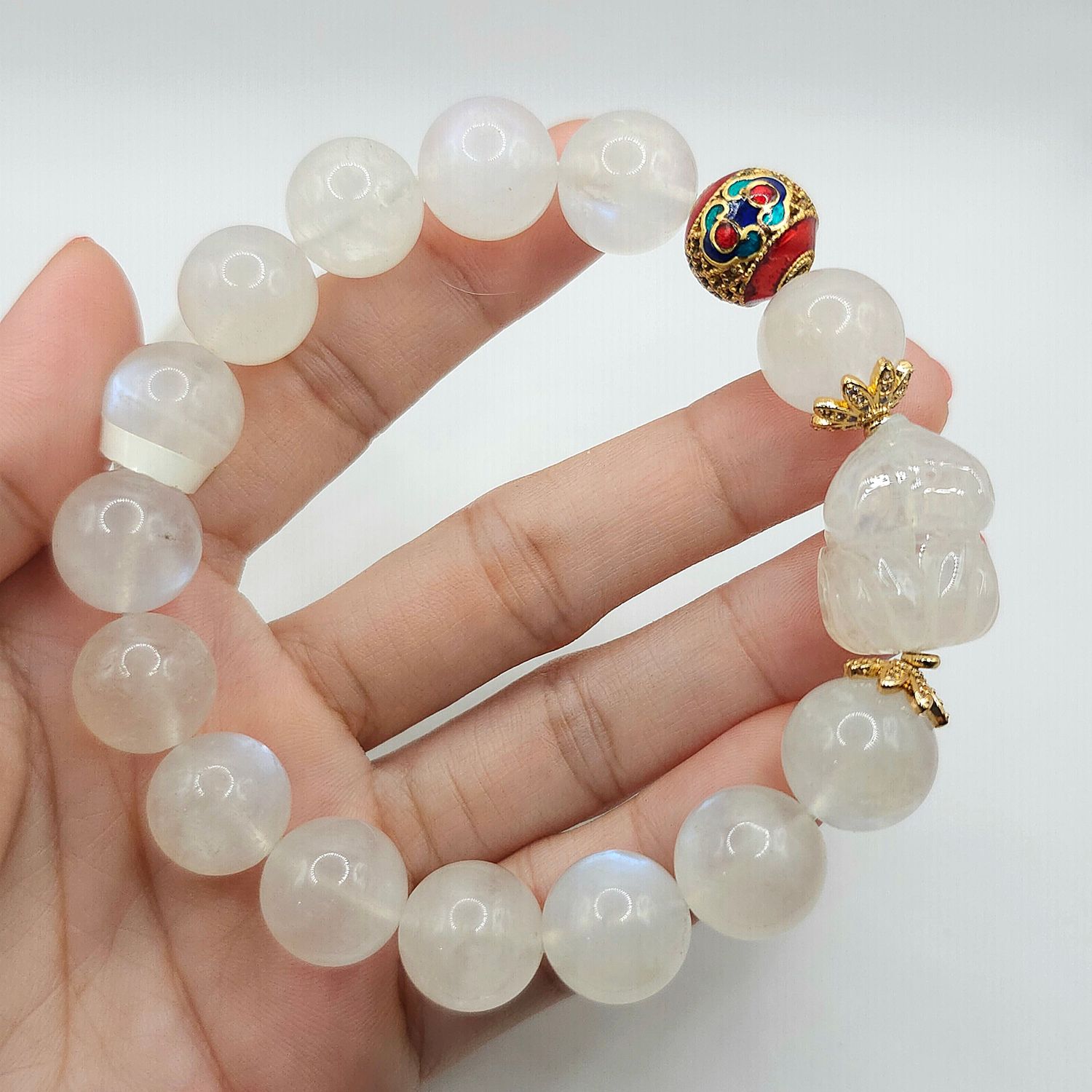 Natural Blue Moonstone with 9 Tail Fox