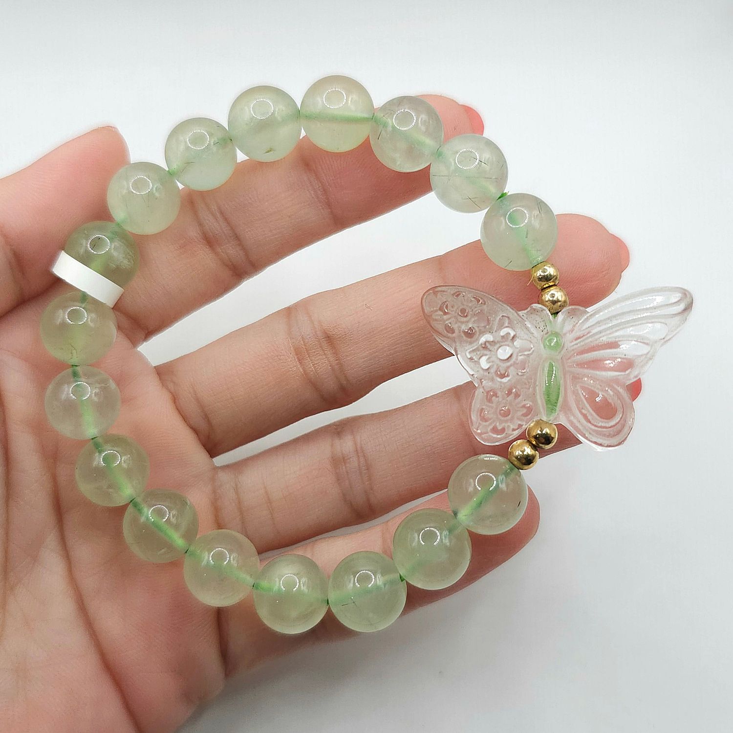 Natural Prehnite x Butterfly Clear Quartz